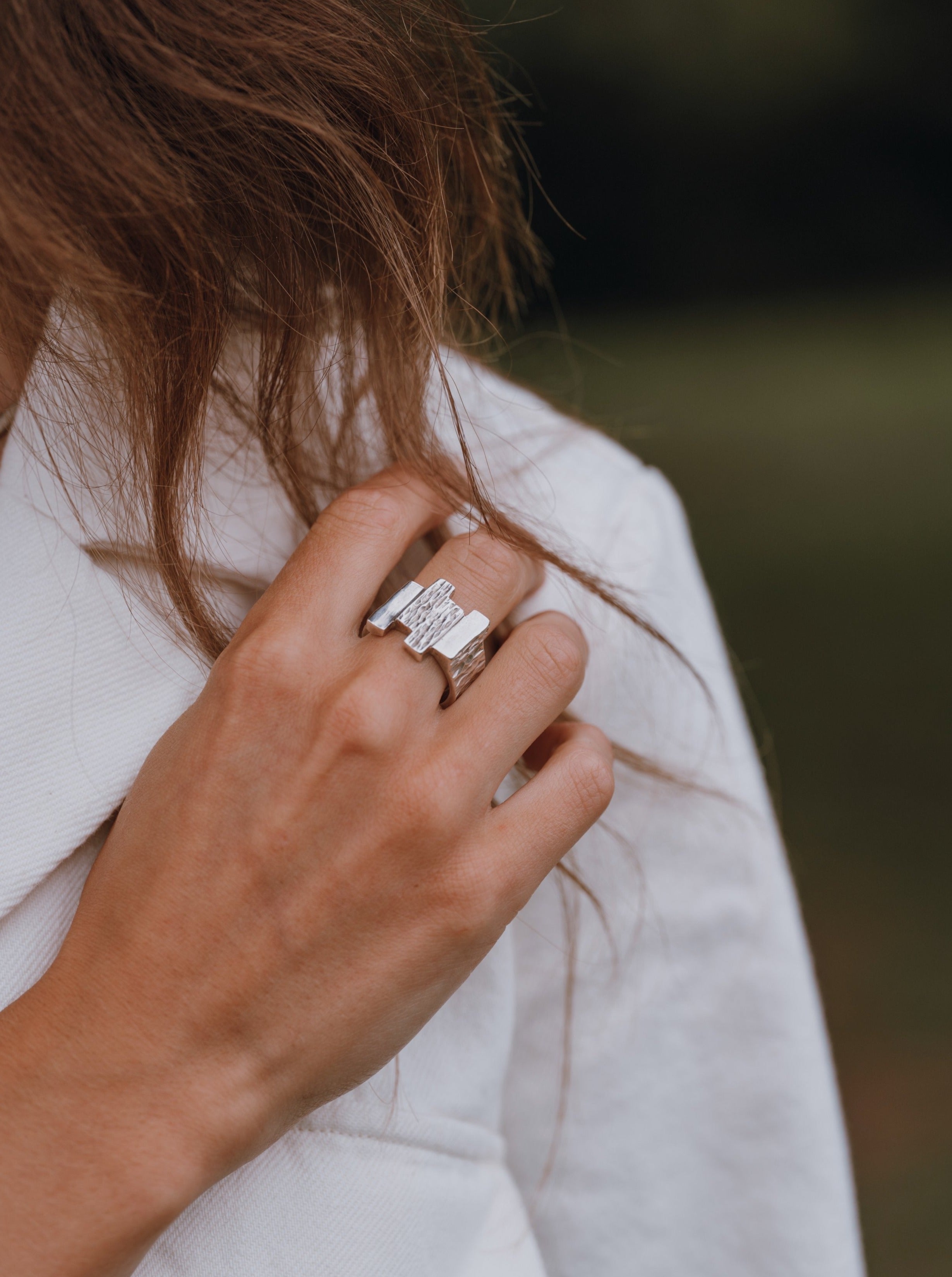 1970s Silver Brutalist Ring