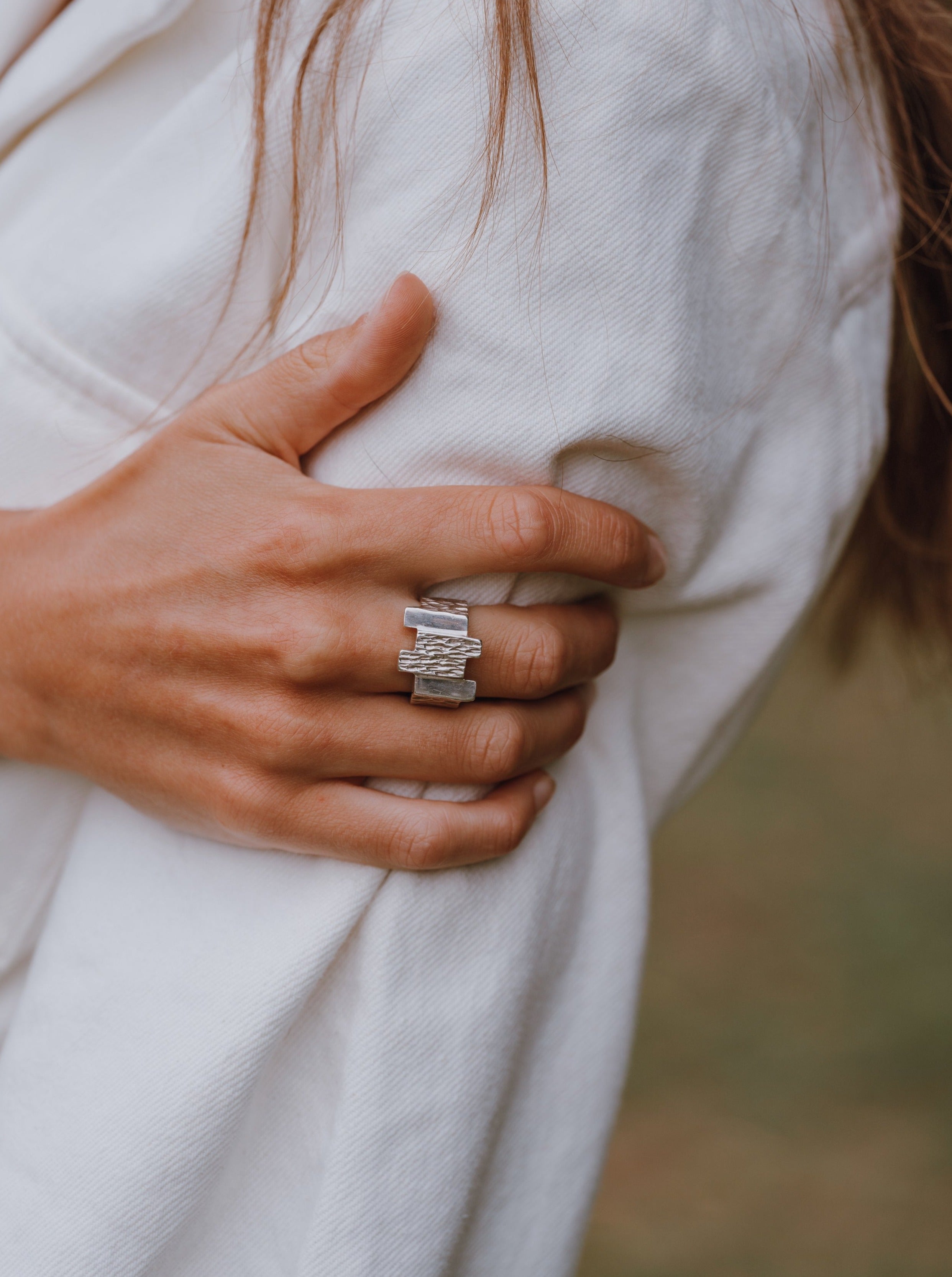 1970s Silver Brutalist Ring