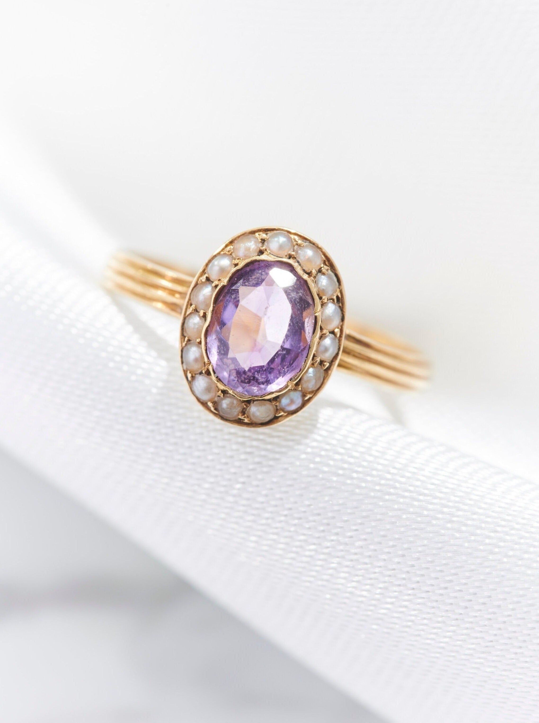Antique Amethyst & Pearl Ring