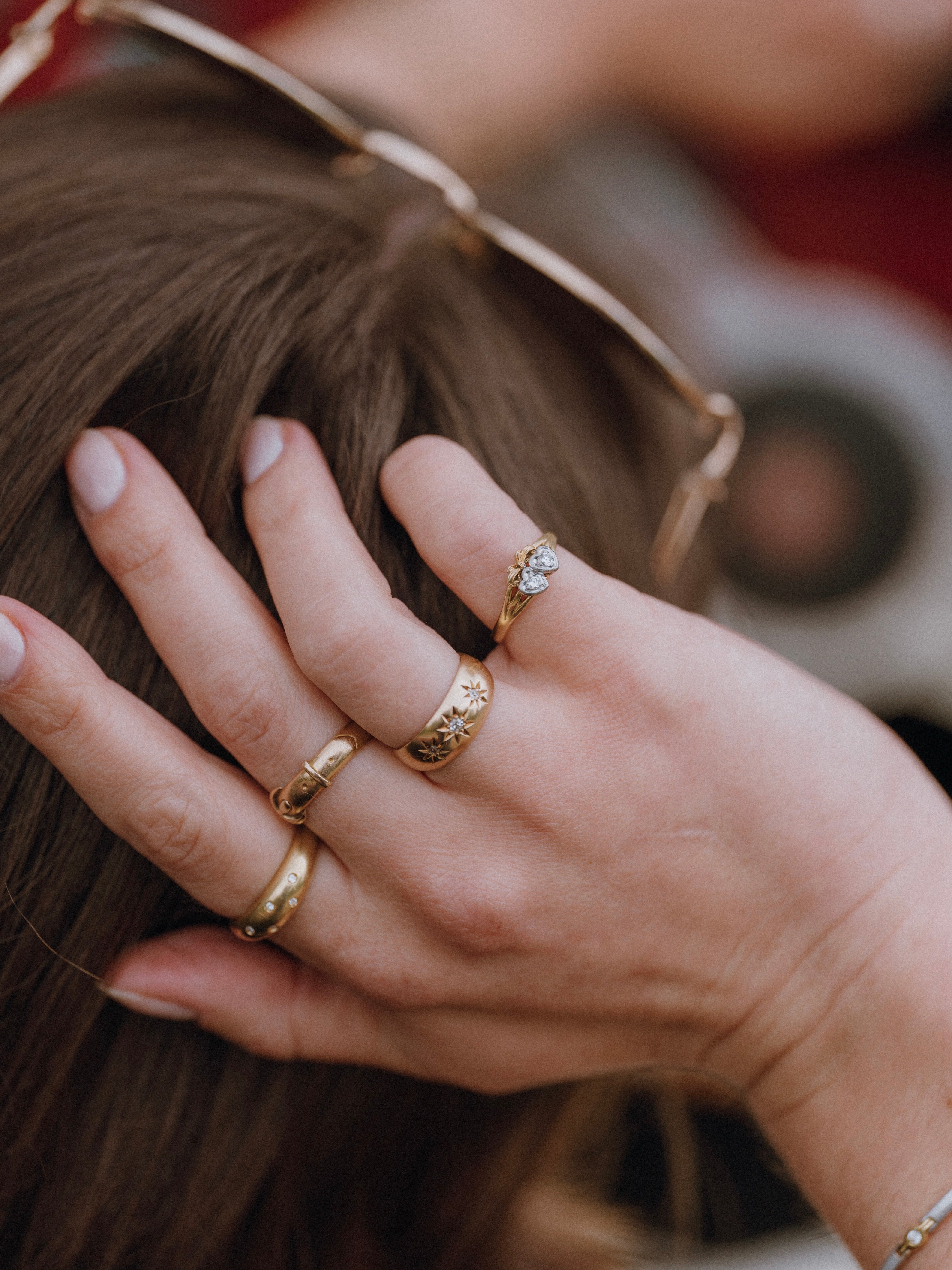 Antique Diamond Hearts Ring