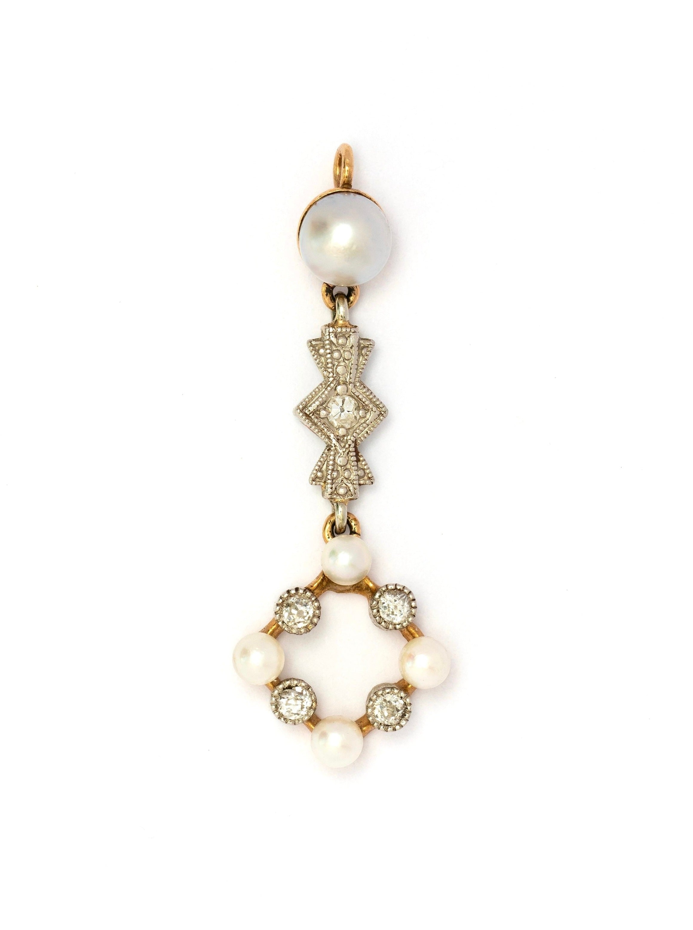 Art Deco Pearl & Diamond Pendant