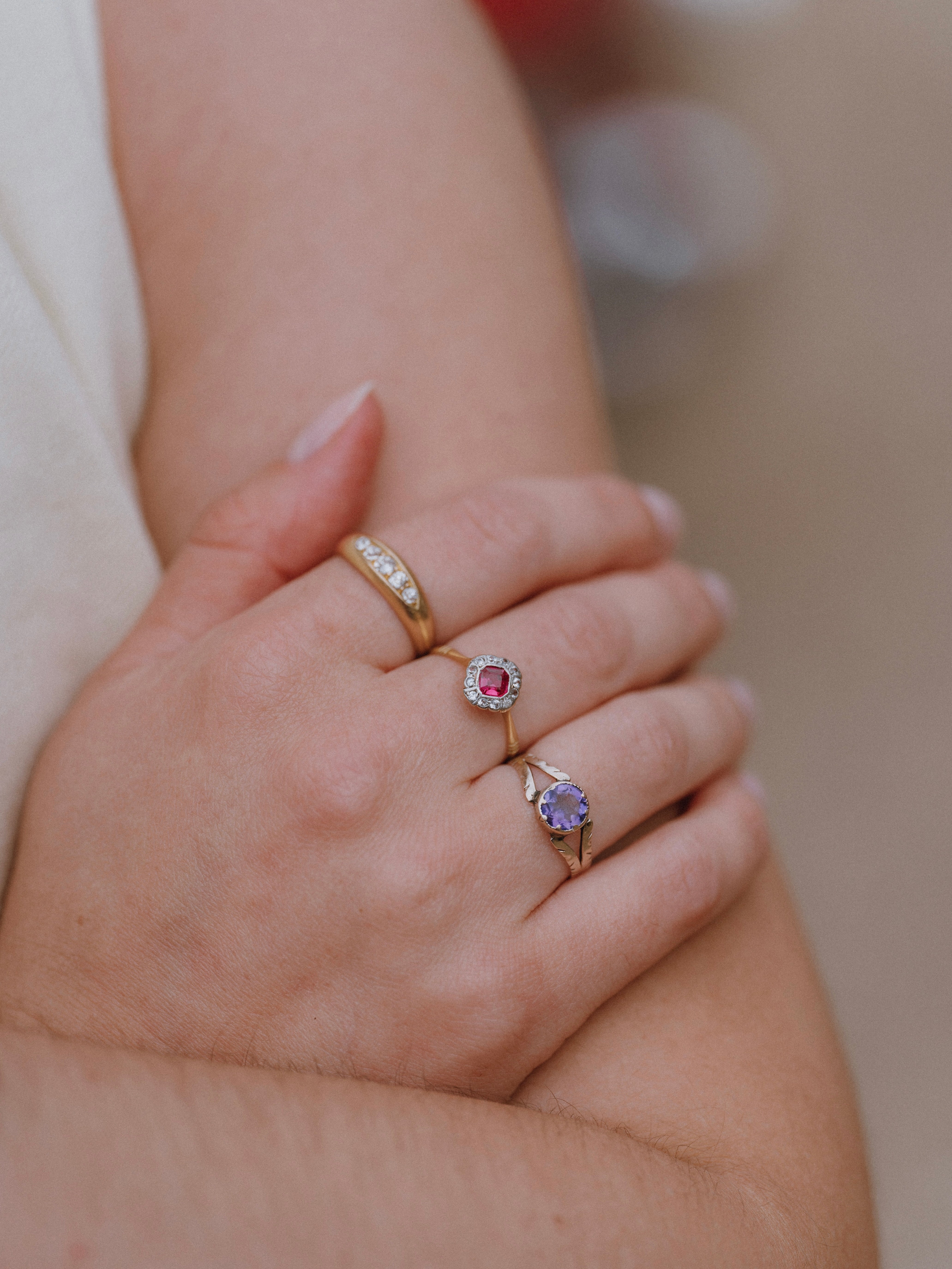 Art Deco Ruby & Sapphire Cluster Ring
