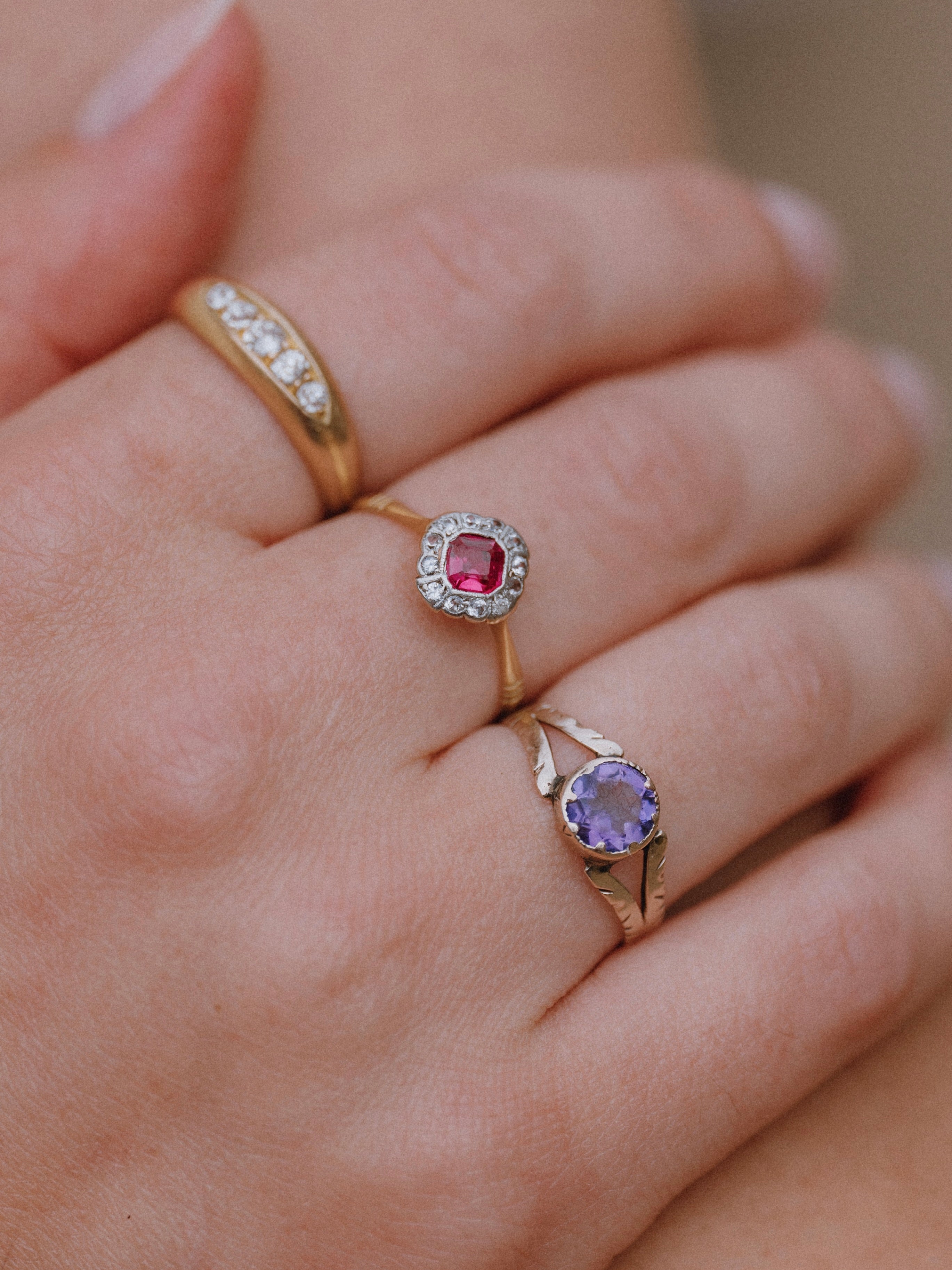 Art Deco Ruby & Sapphire Cluster Ring