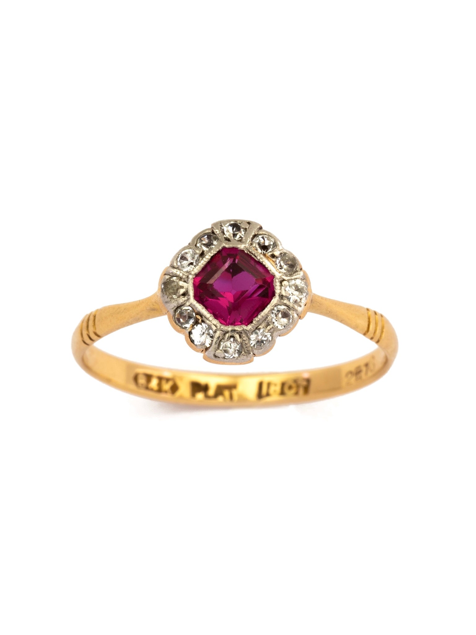 Art Deco Ruby & Sapphire Cluster Ring