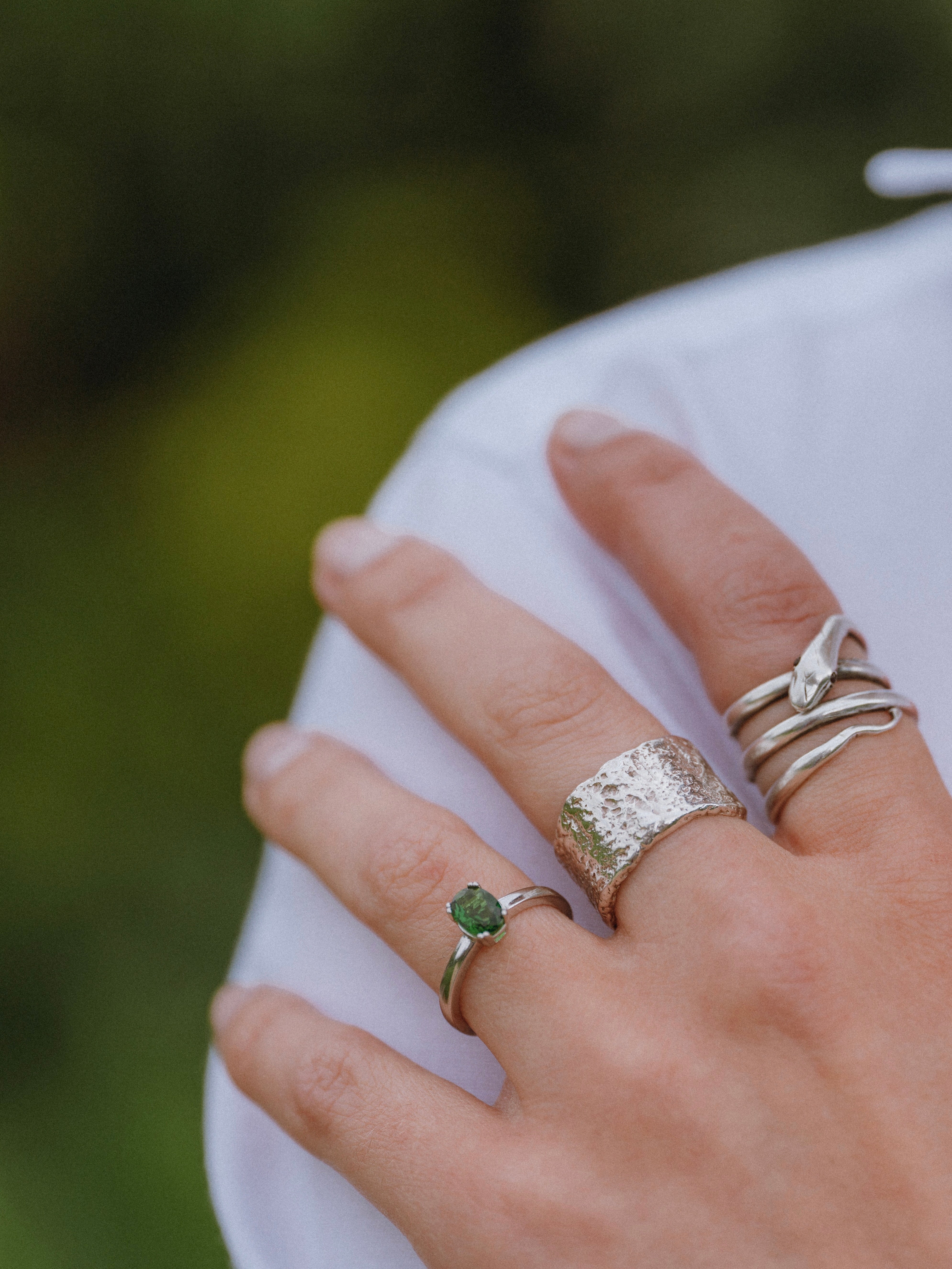 Chrome Diopside Silver Ring