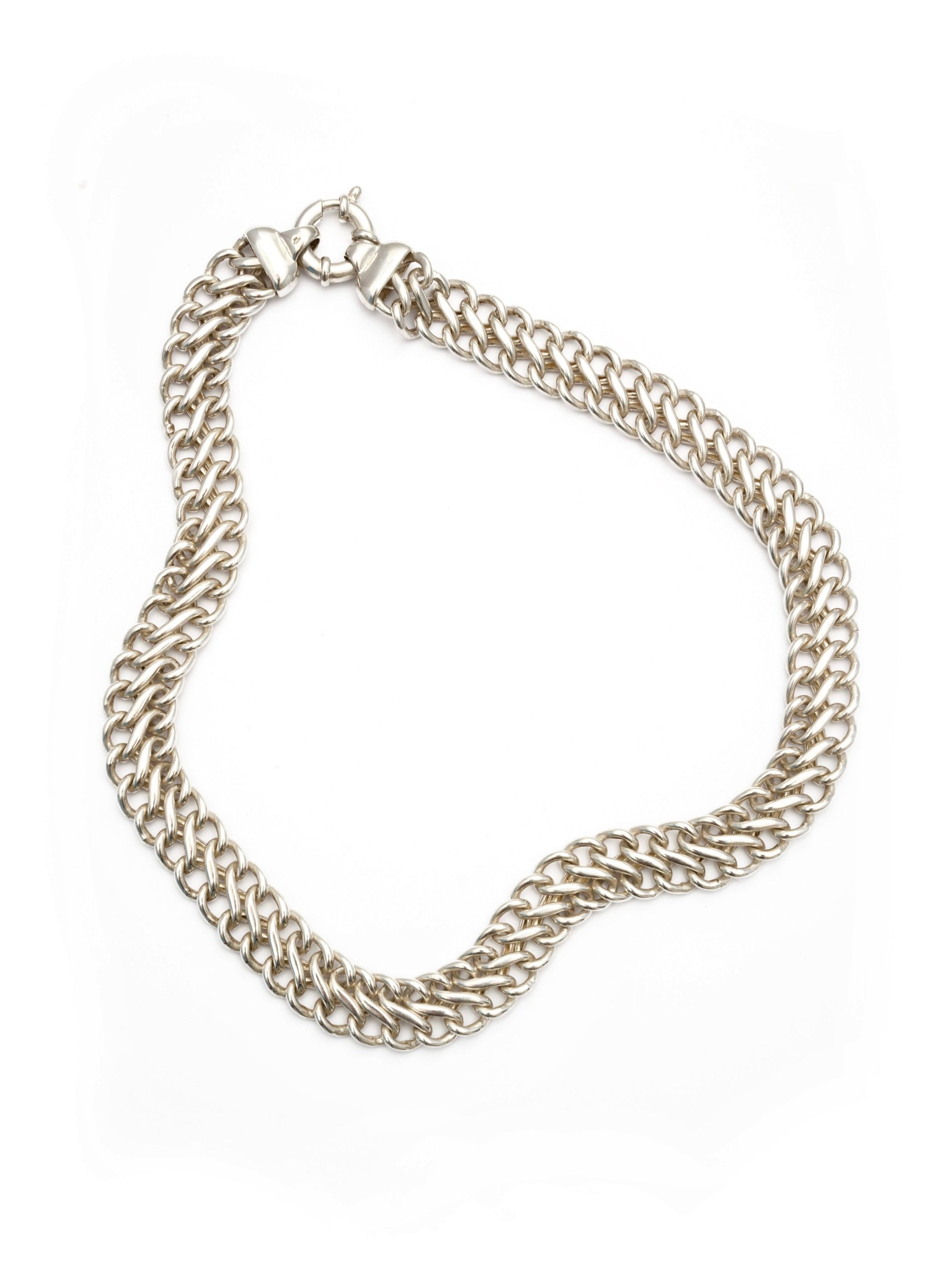 Chunky Silver Choker Necklace - 18”