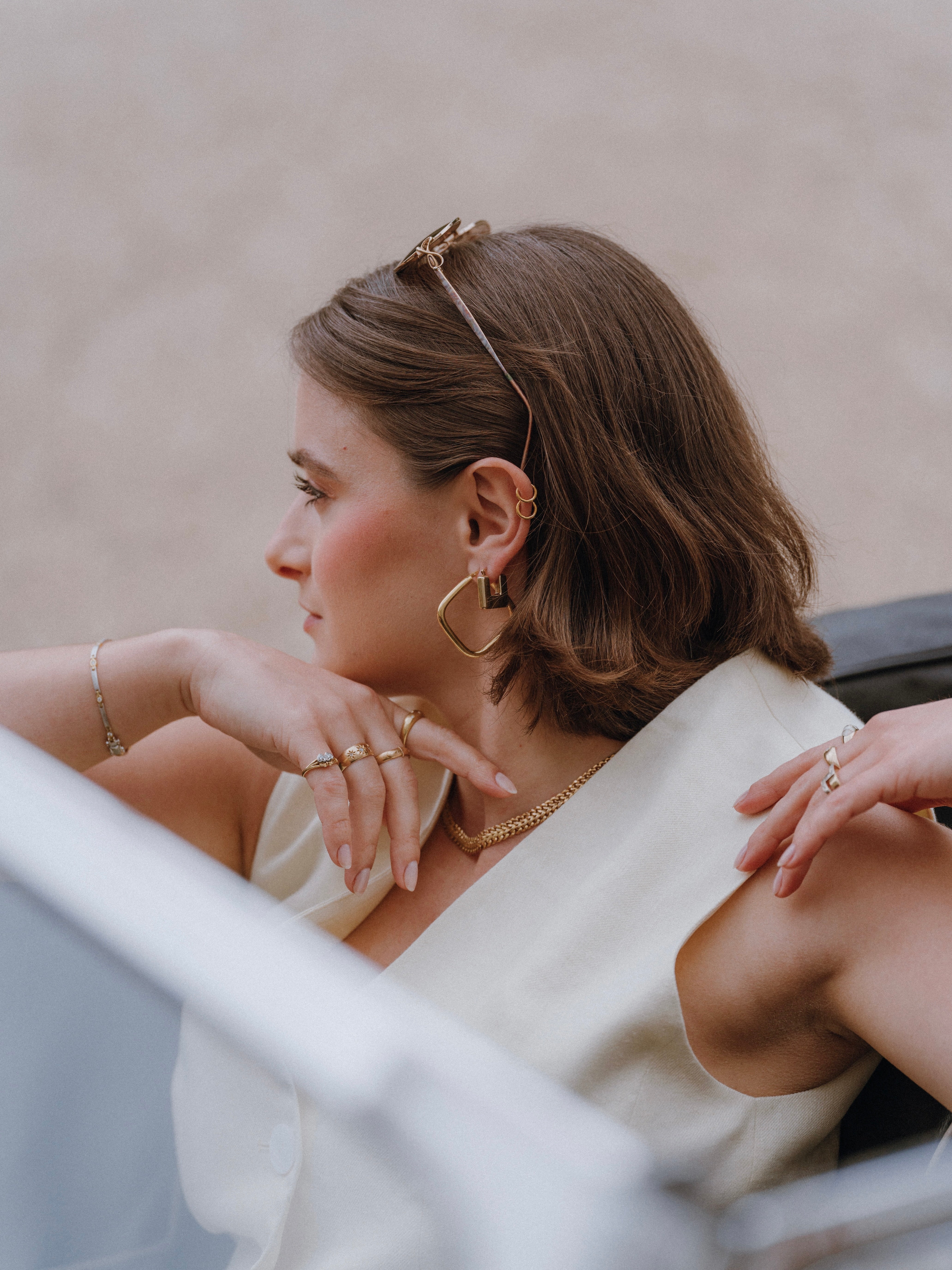 Gold Block Hoops