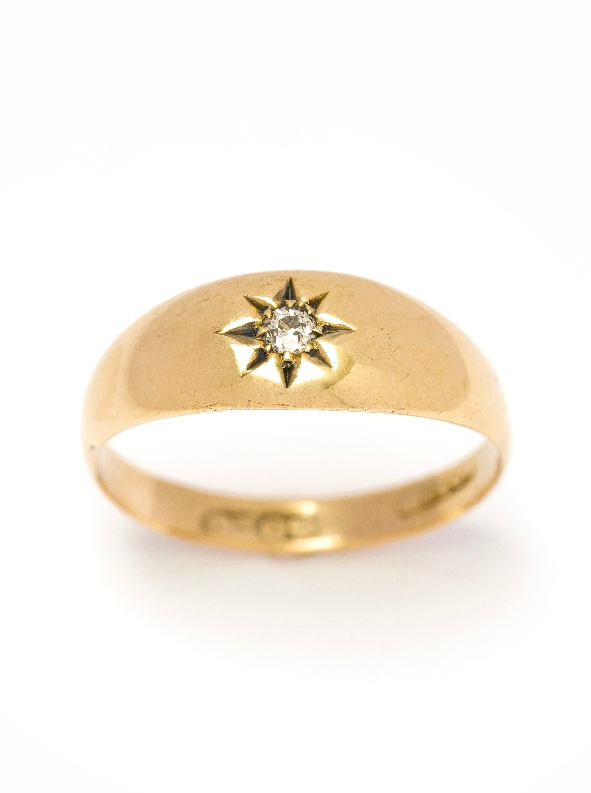 Diamond Starburst Solitaire Gypsy Ring