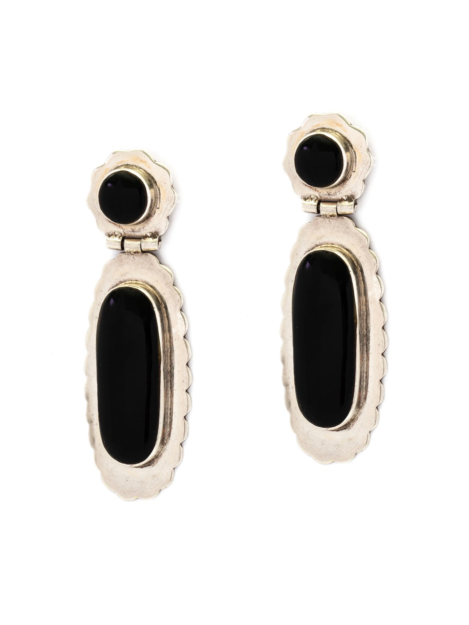 Enamel & Silver Drop Earrings