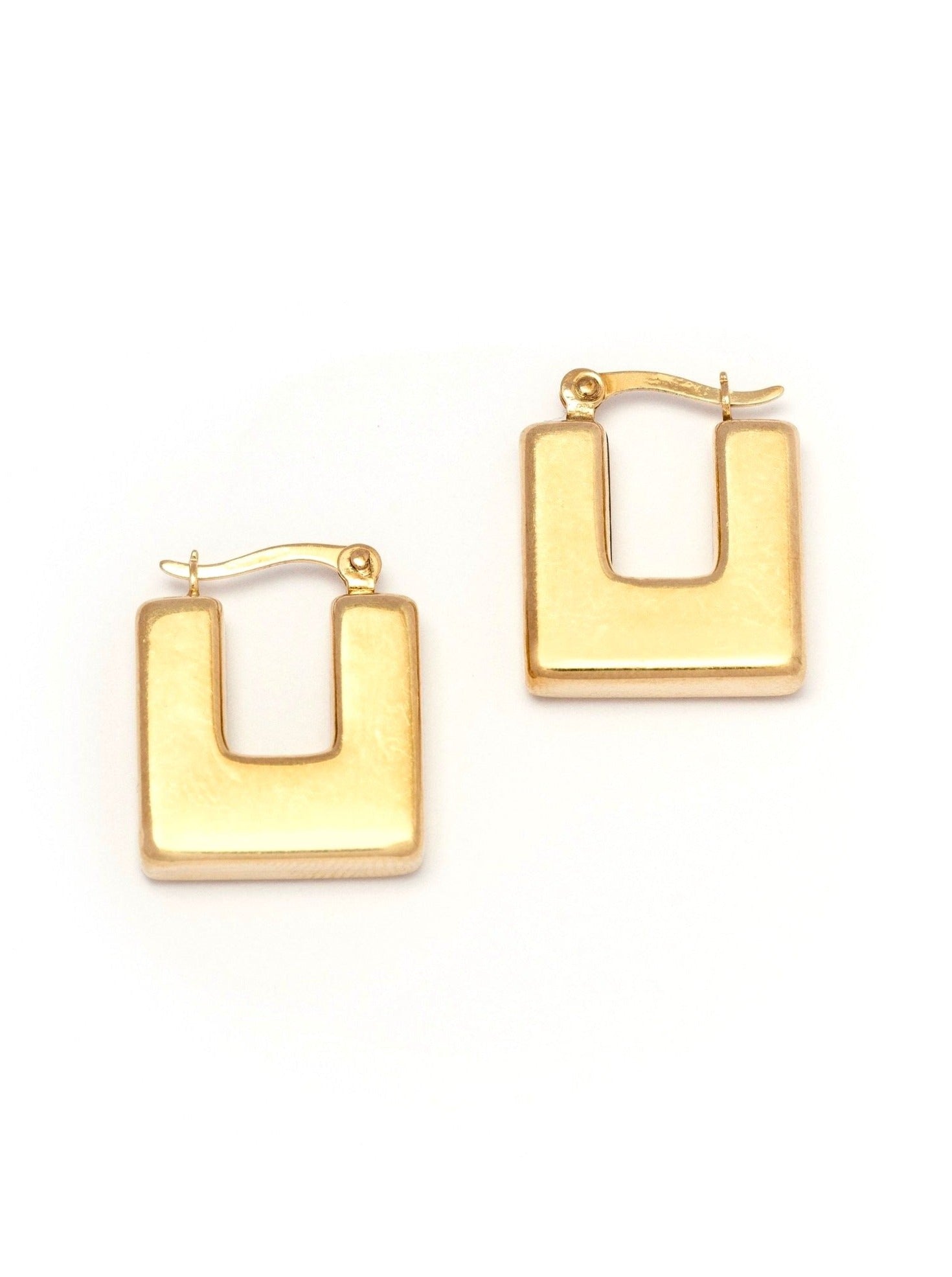 Gold Block Hoops