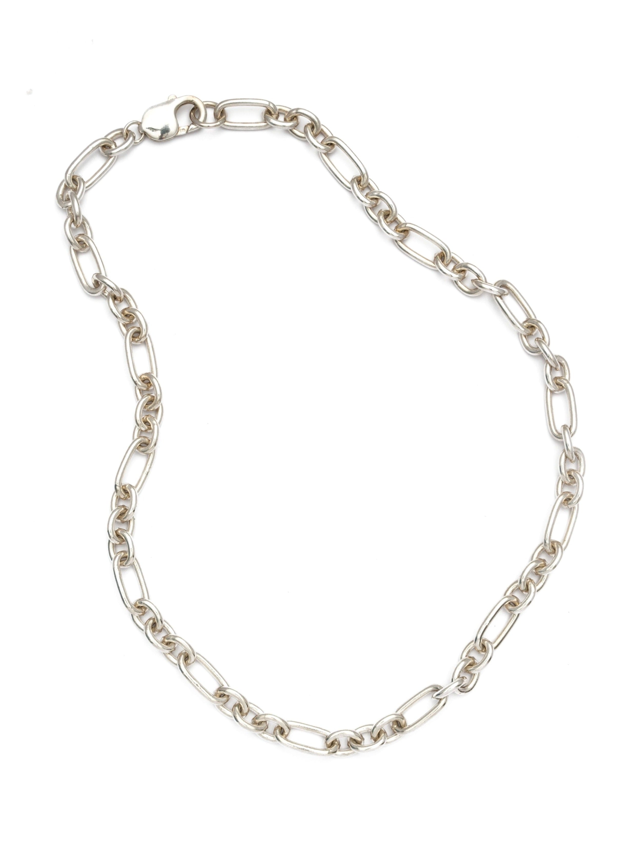 Heavy Silver Trombone Chain Necklace - 18.5”