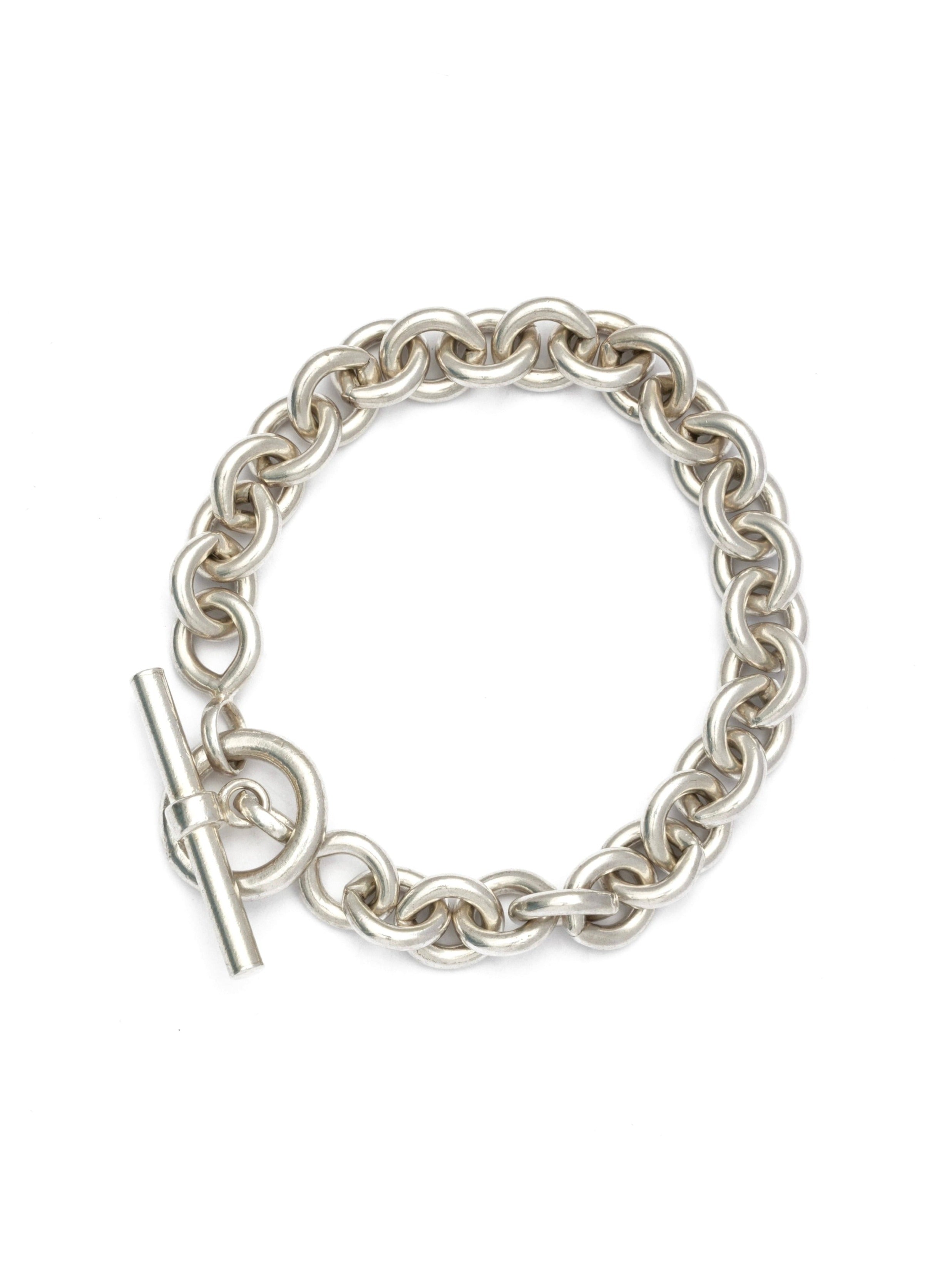 Heavy Trace & Toggle Silver Bracelet