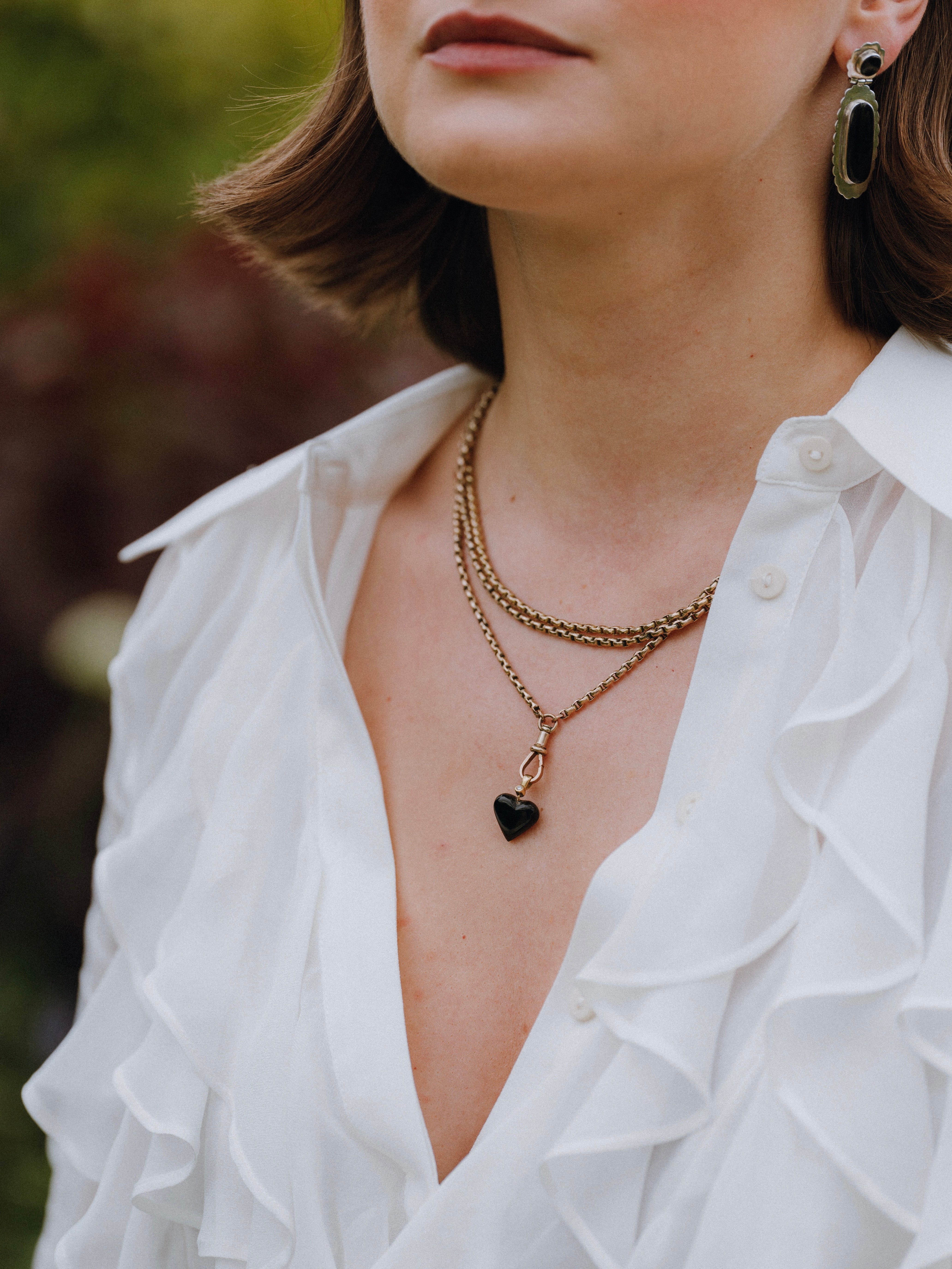 Onyx & Diamond Heart Pendant