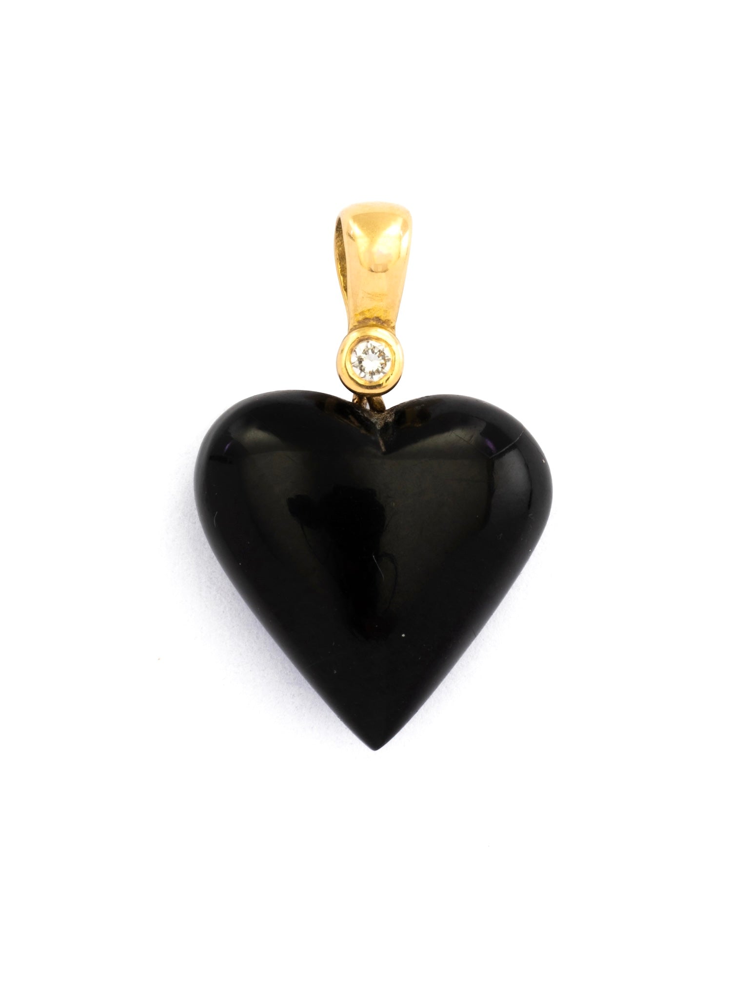 Onyx & Diamond Heart Pendant