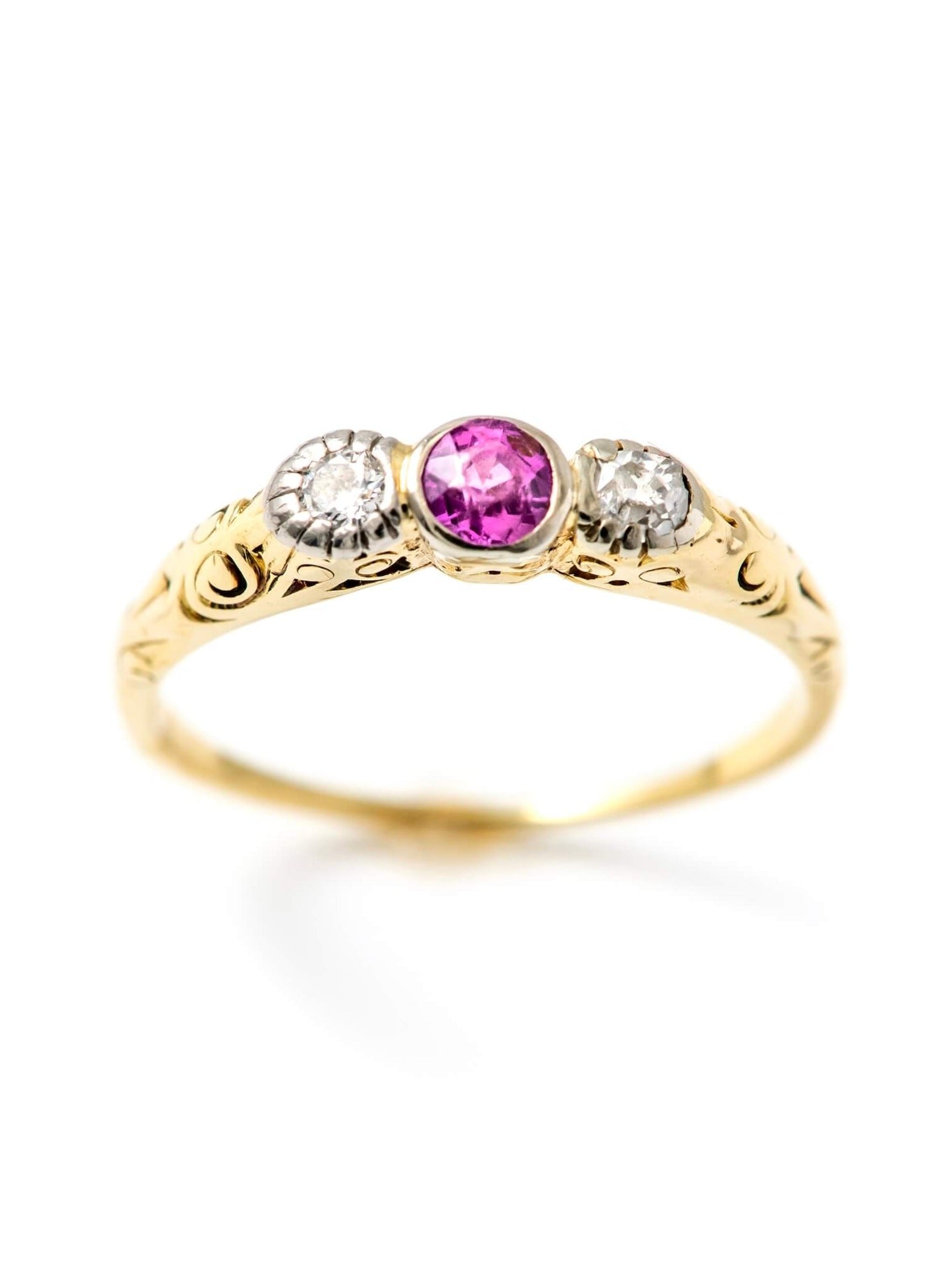 Pink Sapphire & Diamond Ring