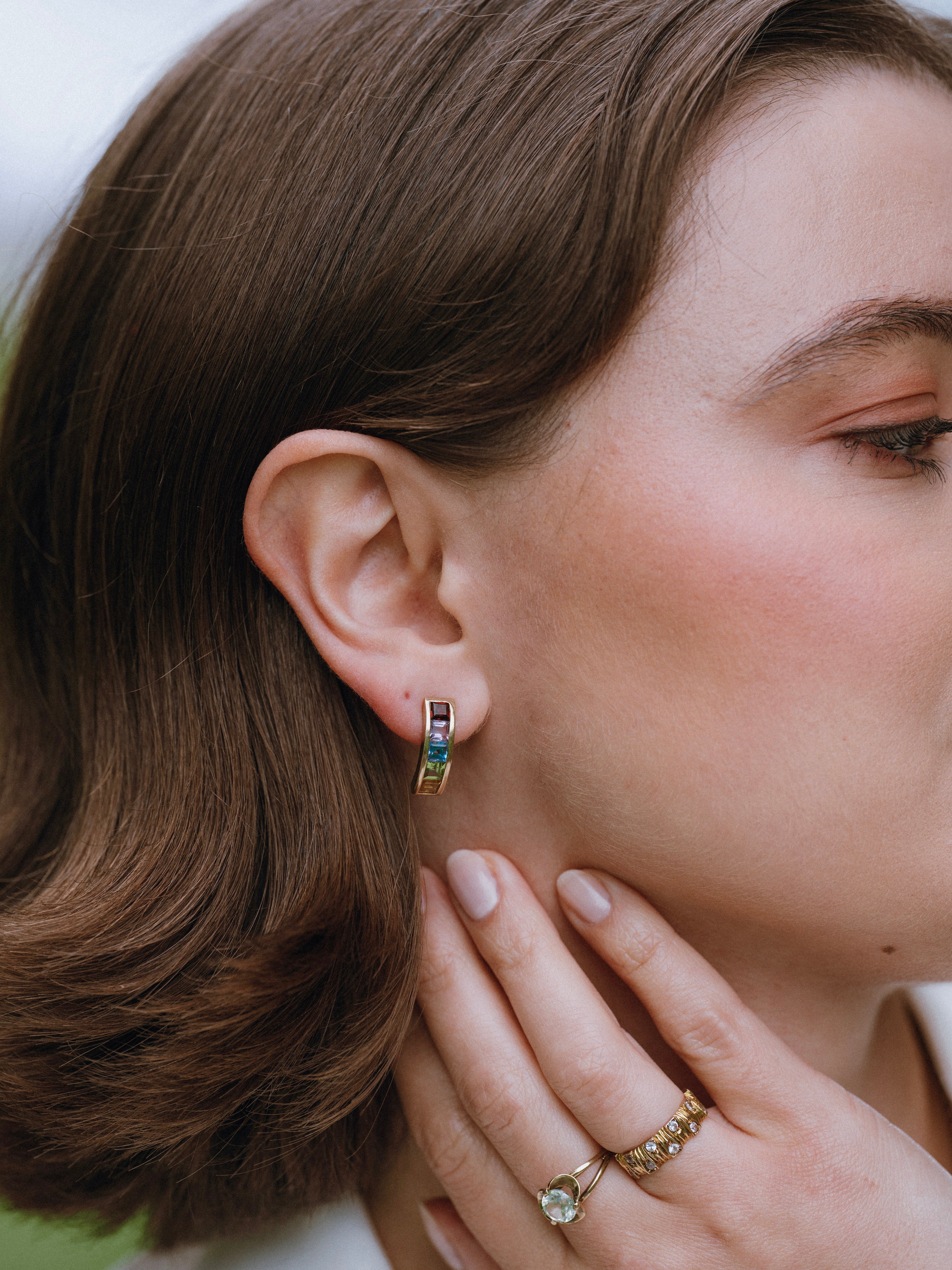 Half Hoop Rainbow Earrings