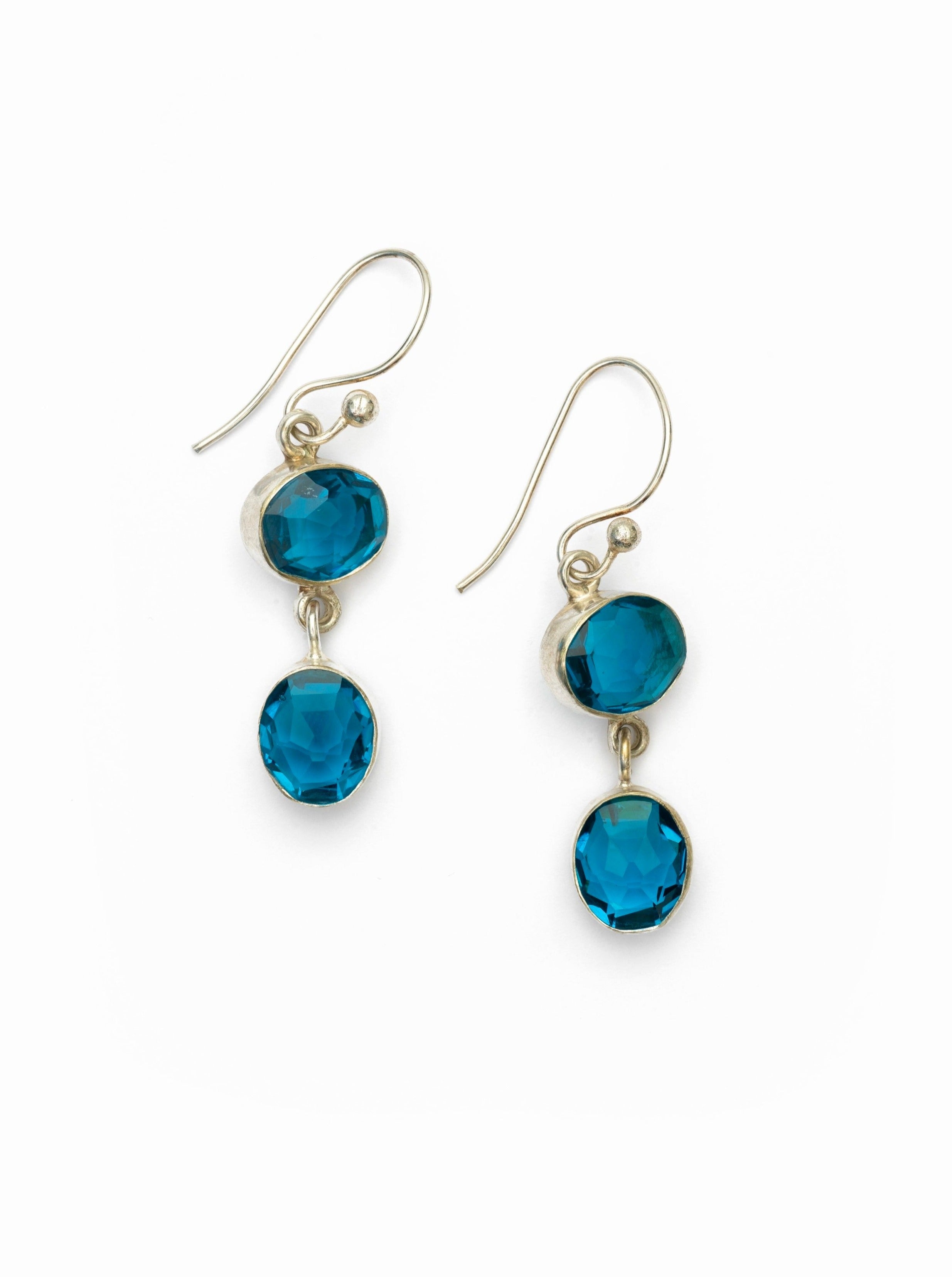 Sea Blue Silver Drop Earrings