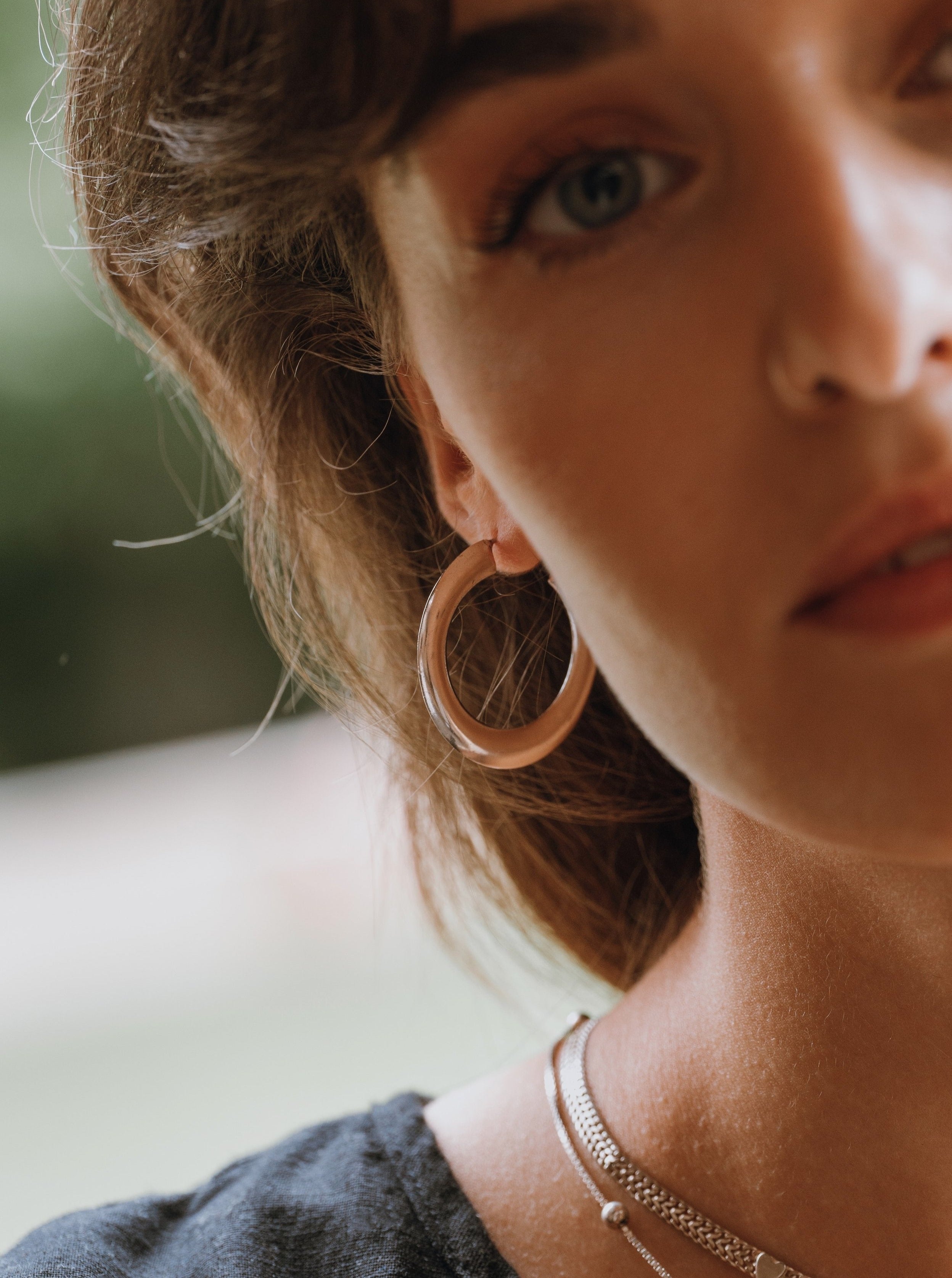 Silver Knife Edge Hoops - 35mm