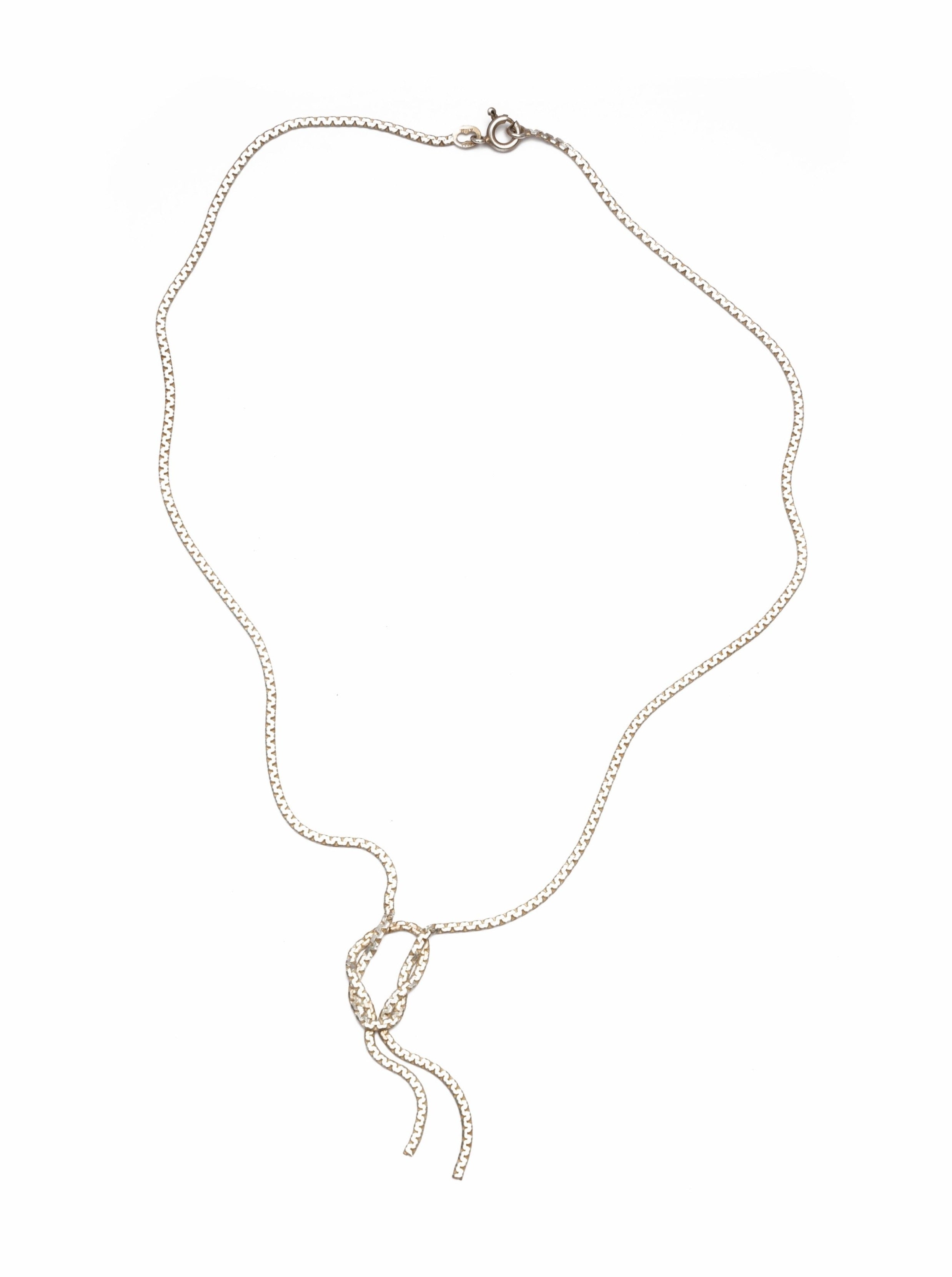 Silver Lariat Knot Necklace - 16”