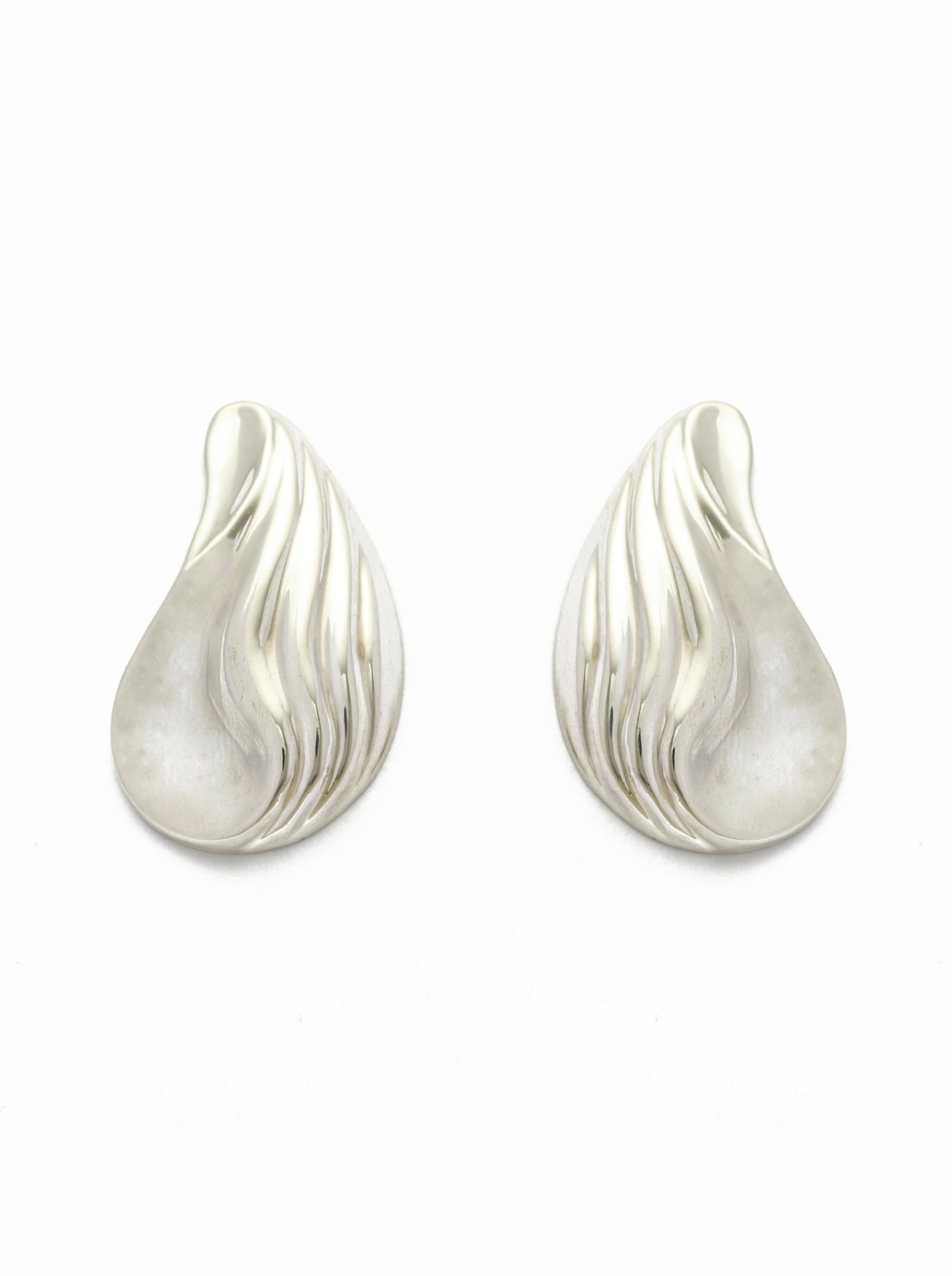 Silver Ripple Stud Earrings