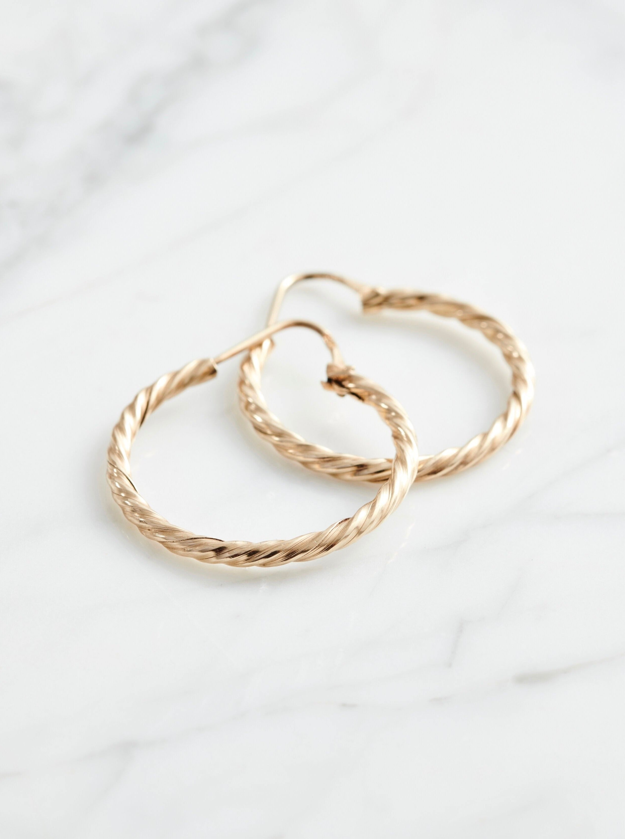 Skinny Gold Twist Hoops