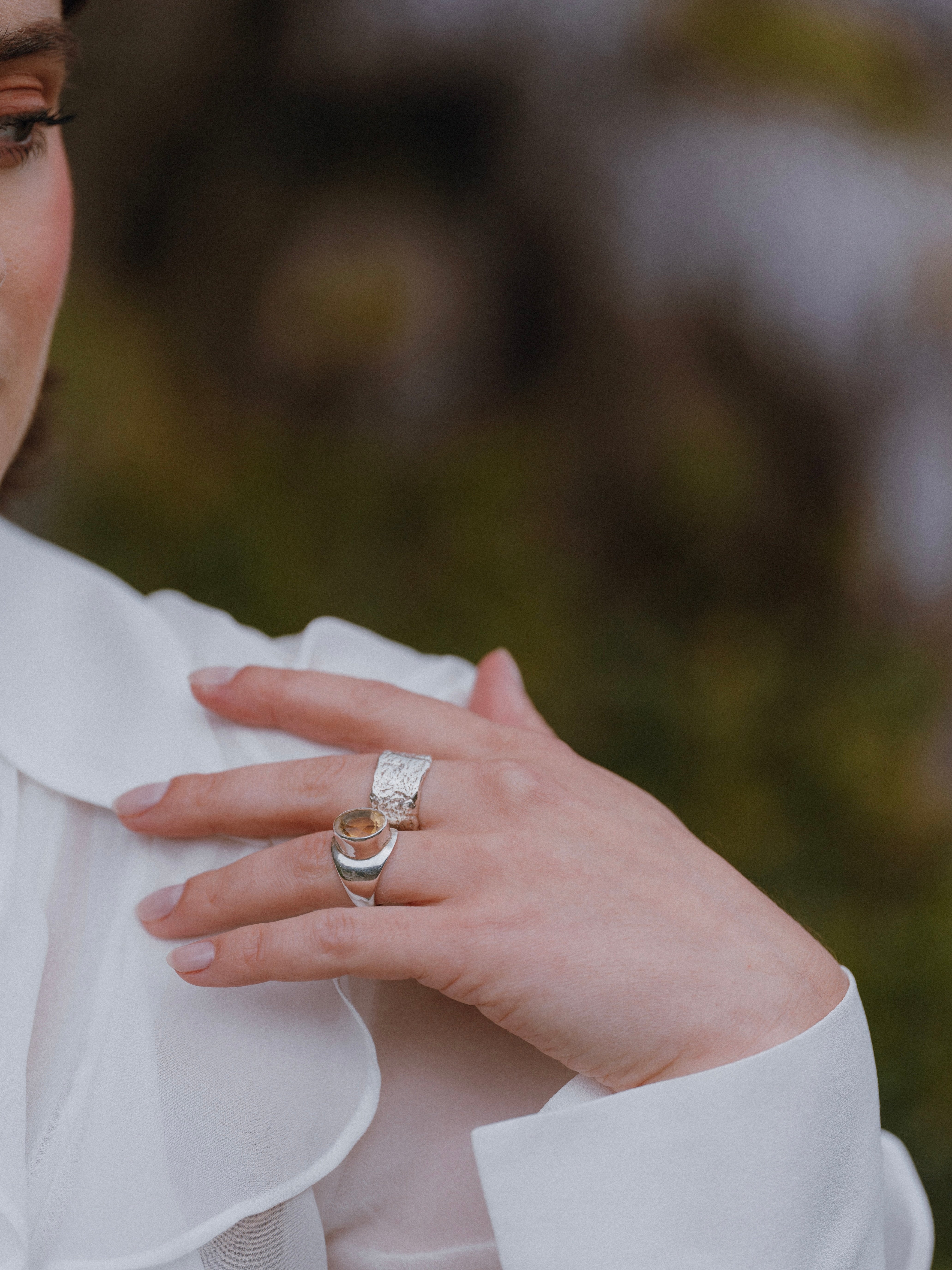 Textured Silver Cigar Band Ring