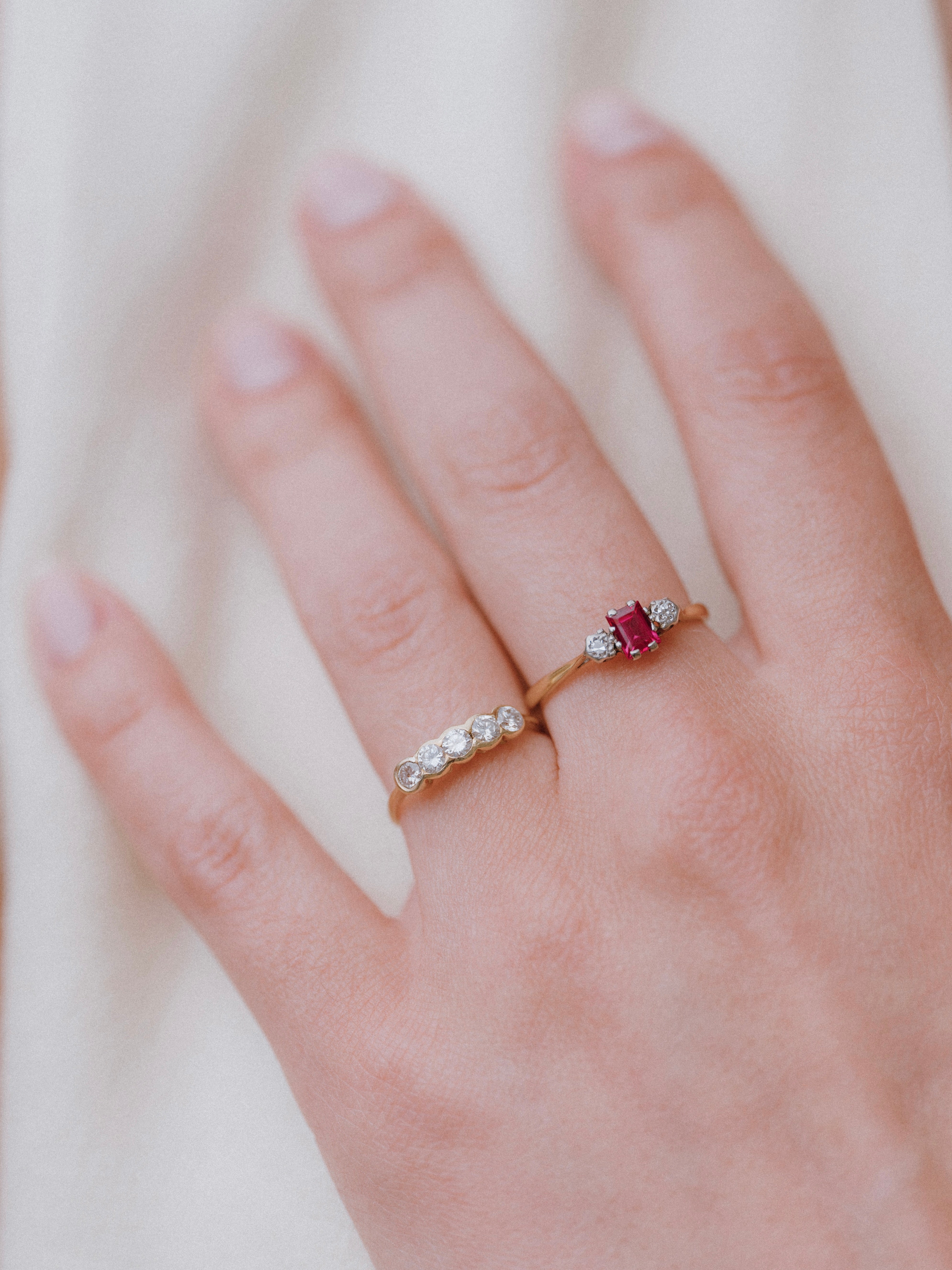 Vintage Diamond Half Hoop Ring