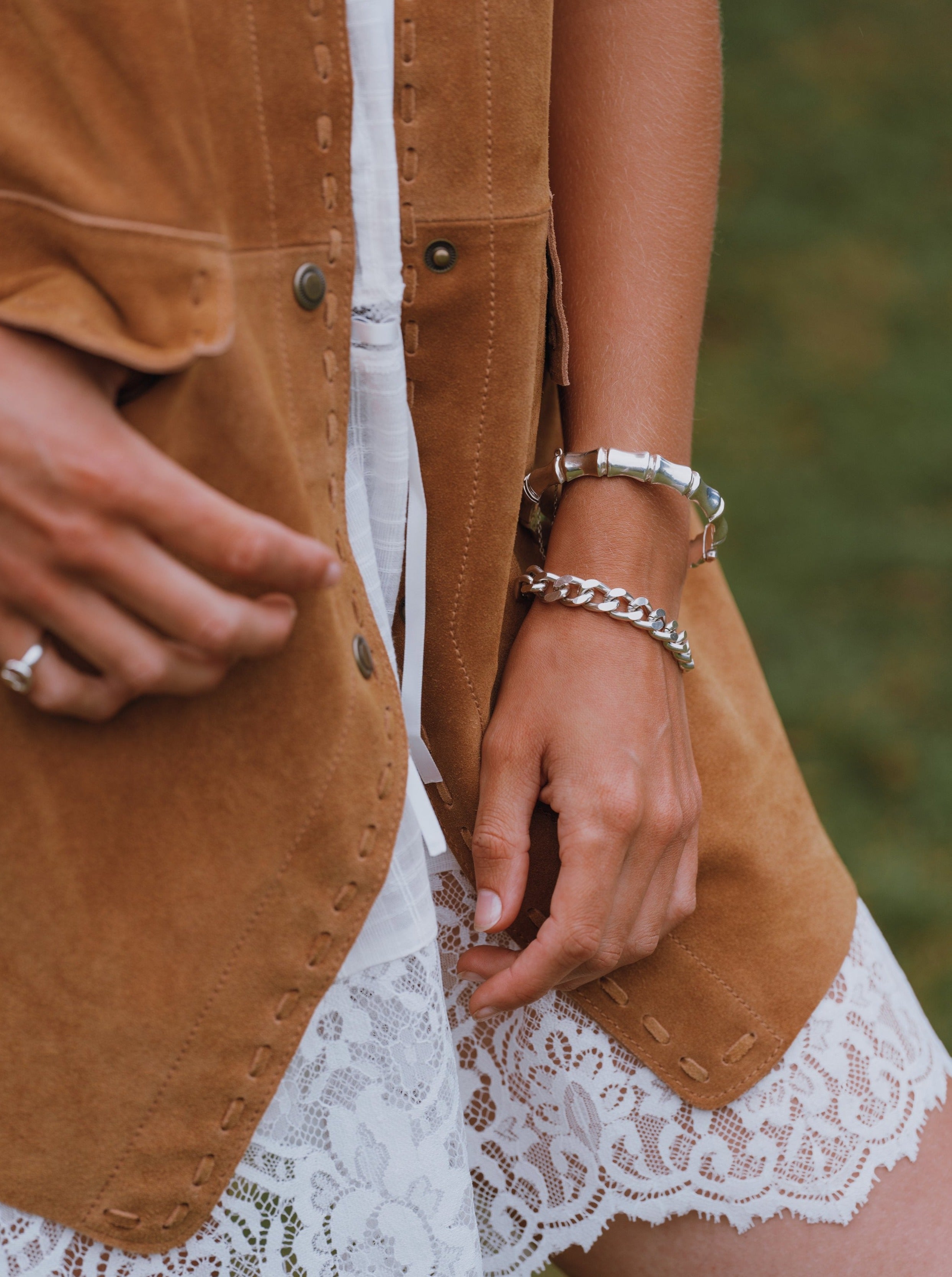 Vintage Silver Curb & Lock Bracelet