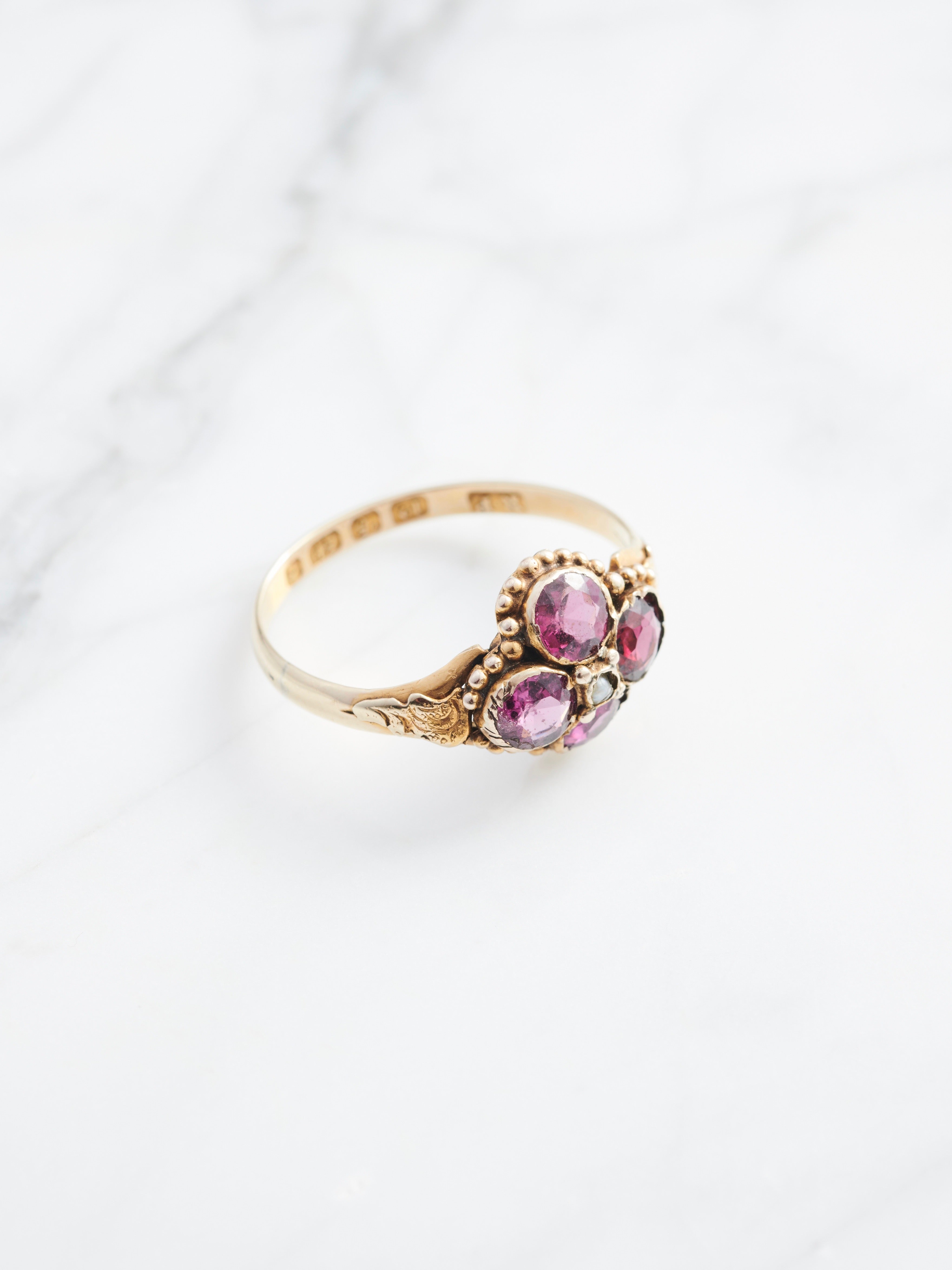 Victorian Floral Garnet Ring
