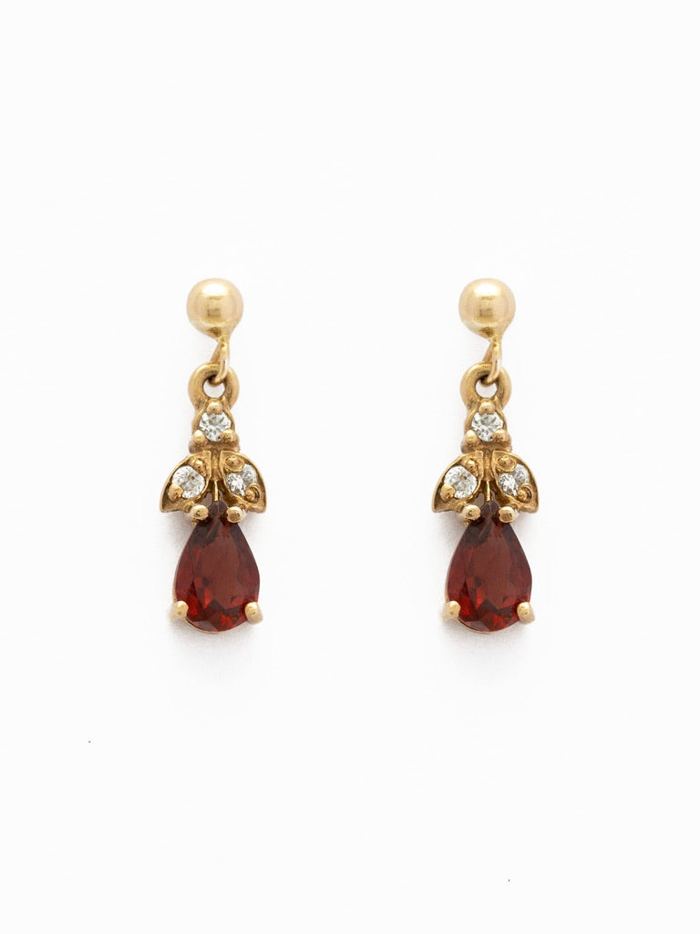 Dainty Garnet Drop Earrings