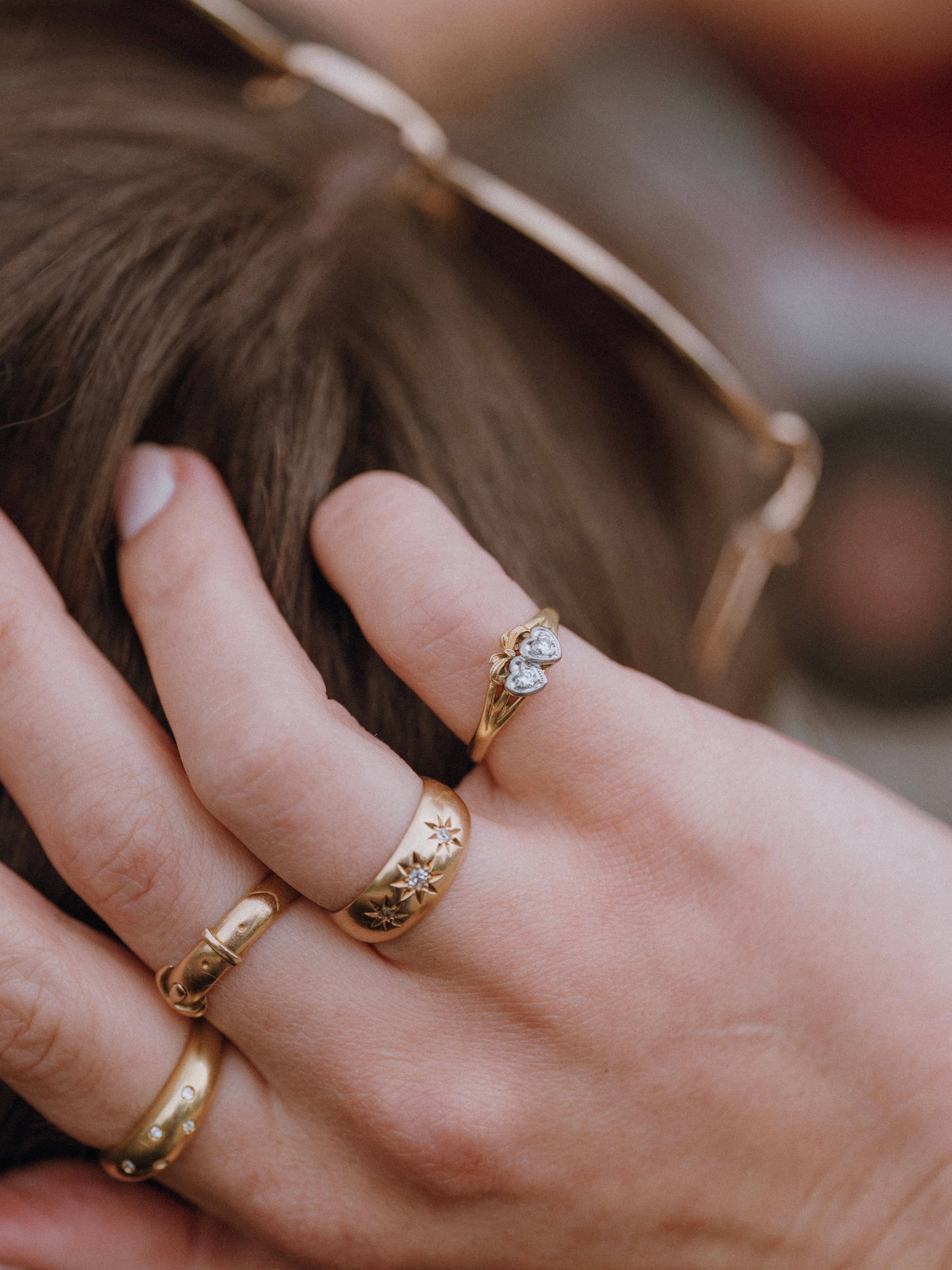 Antique Diamond Hearts Ring