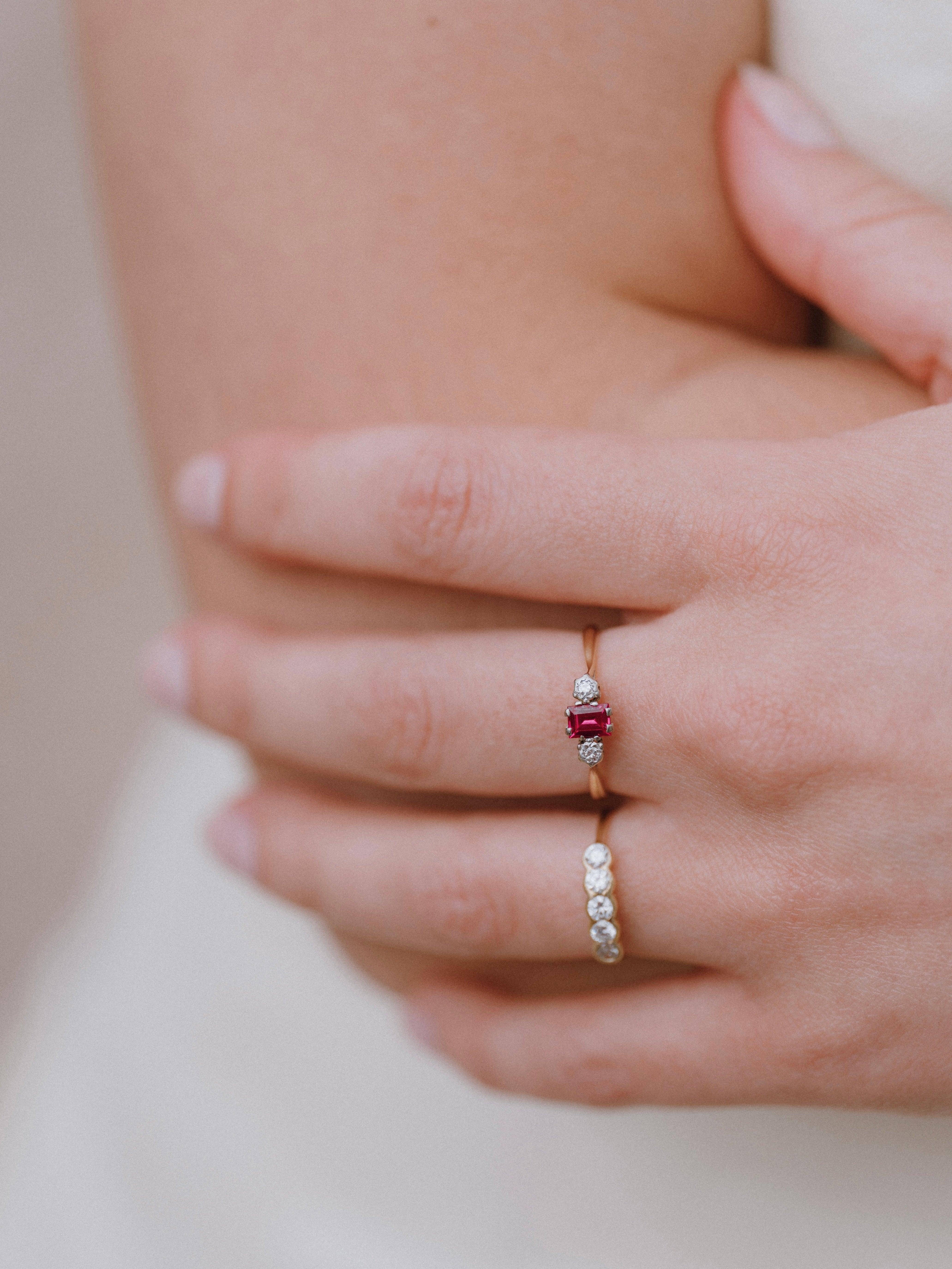 Art Deco Ruby & Diamond Trilogy Ring