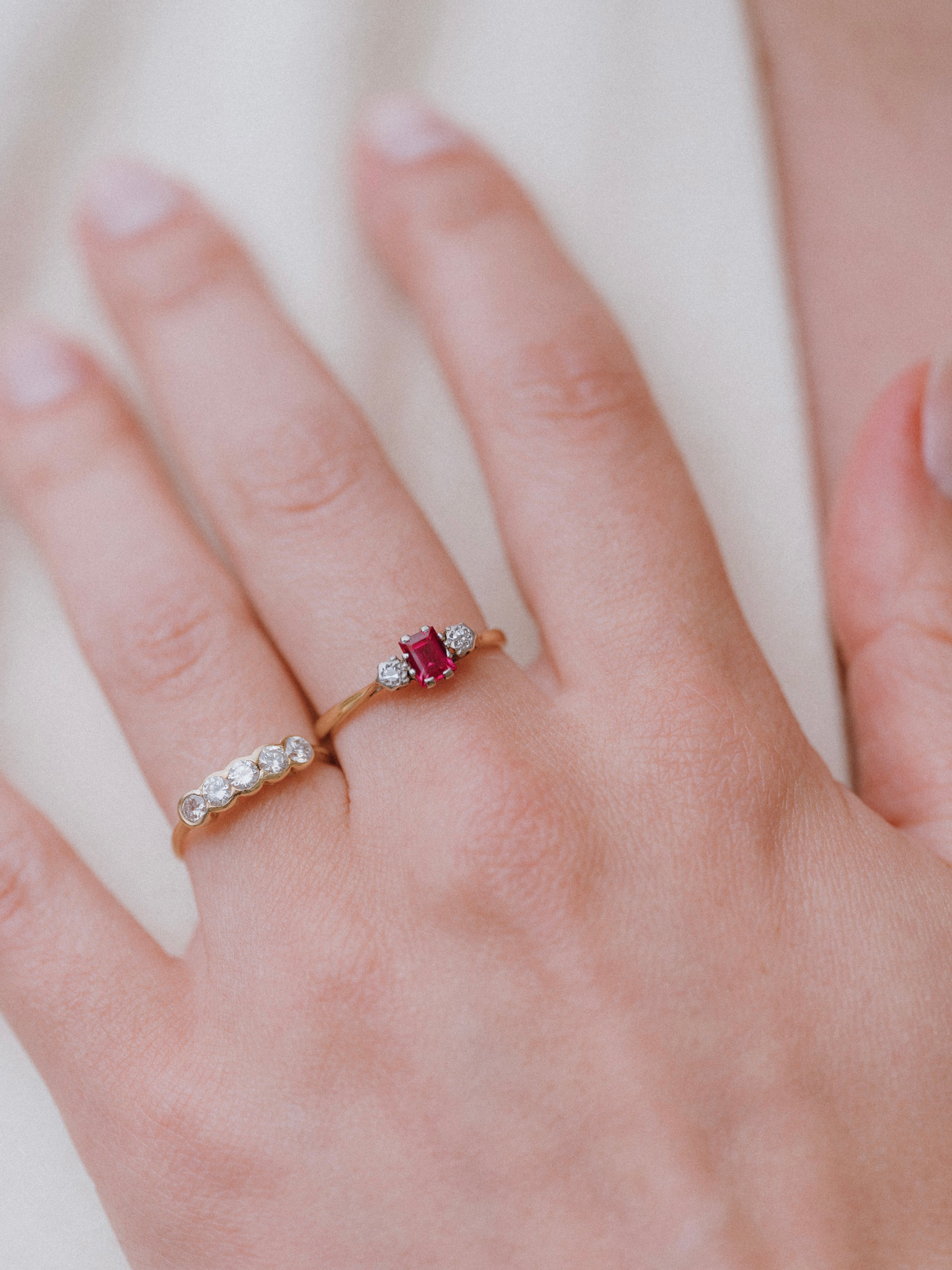 Art Deco Ruby & Diamond Trilogy Ring