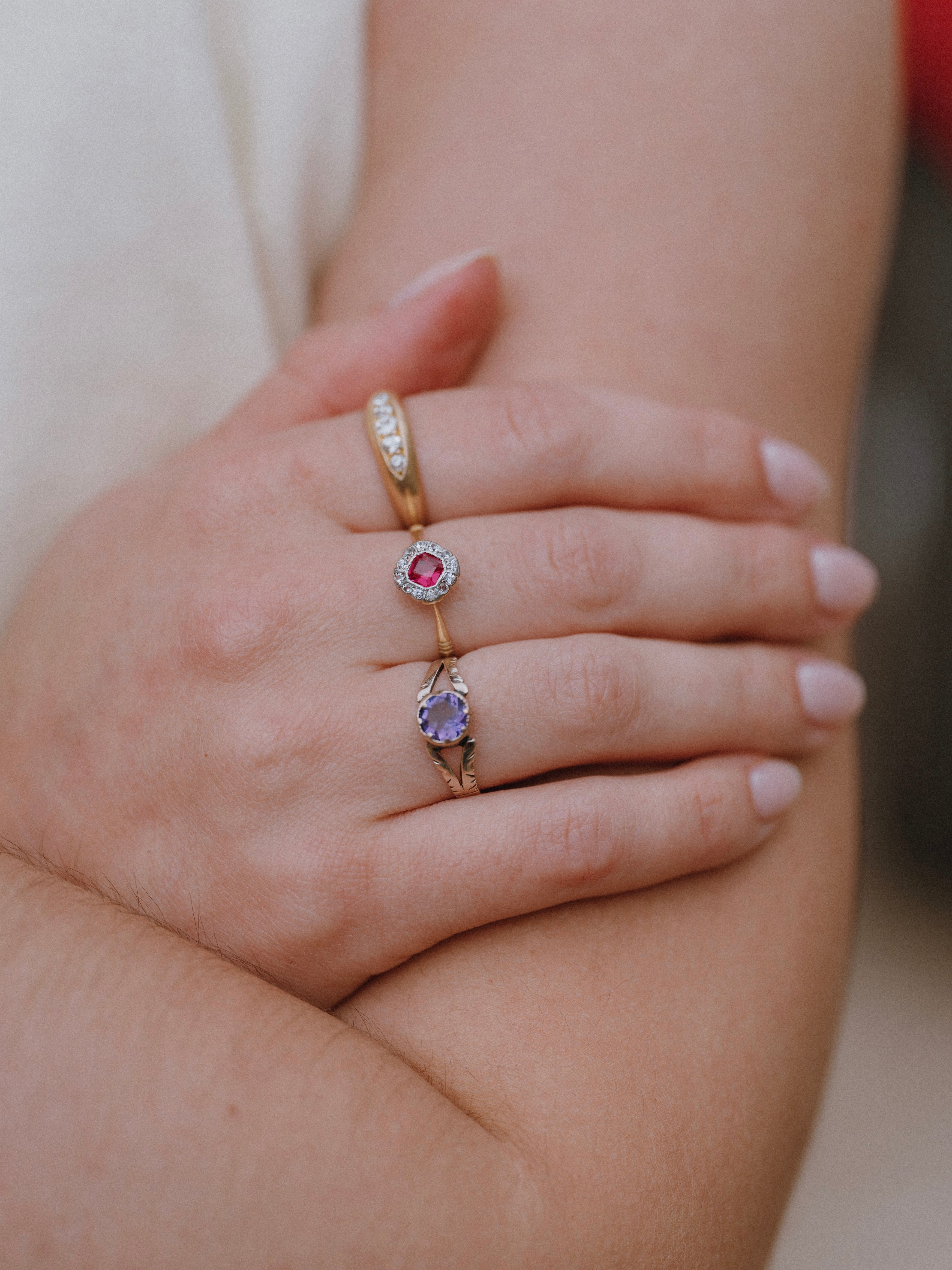 Art Deco Ruby & Sapphire Cluster Ring