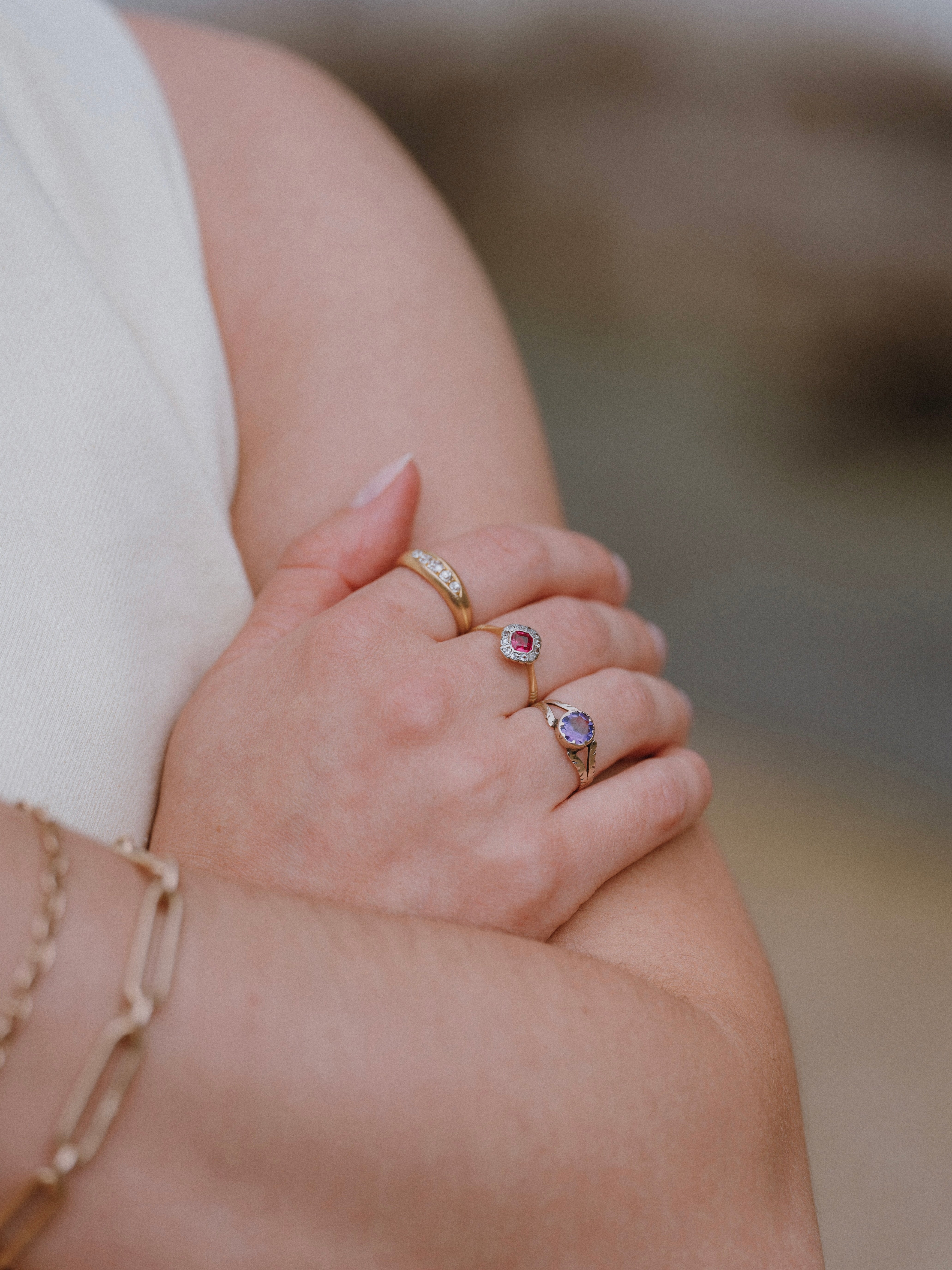 Art Deco Ruby & Sapphire Cluster Ring