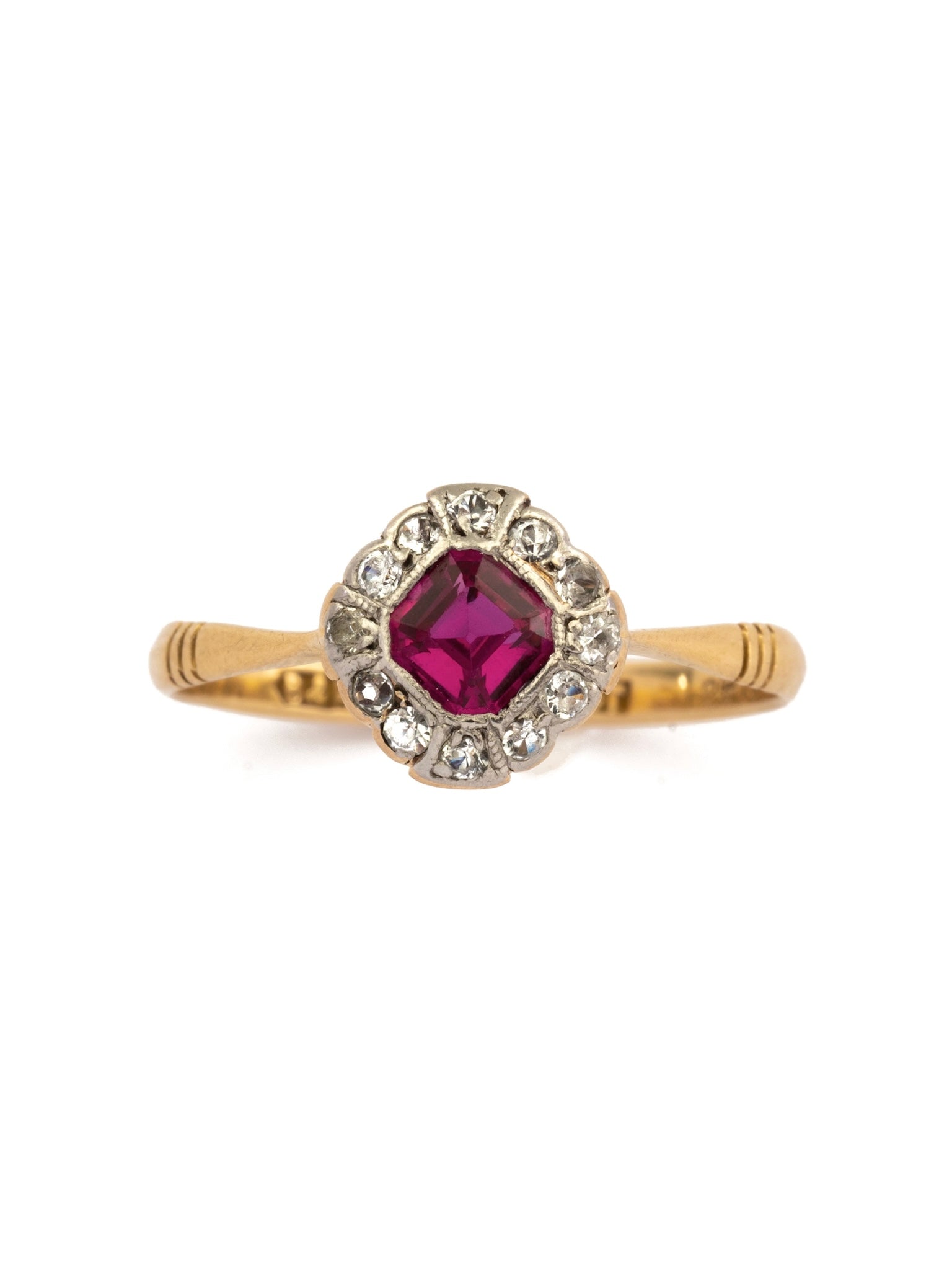 Art Deco Ruby & Sapphire Cluster Ring