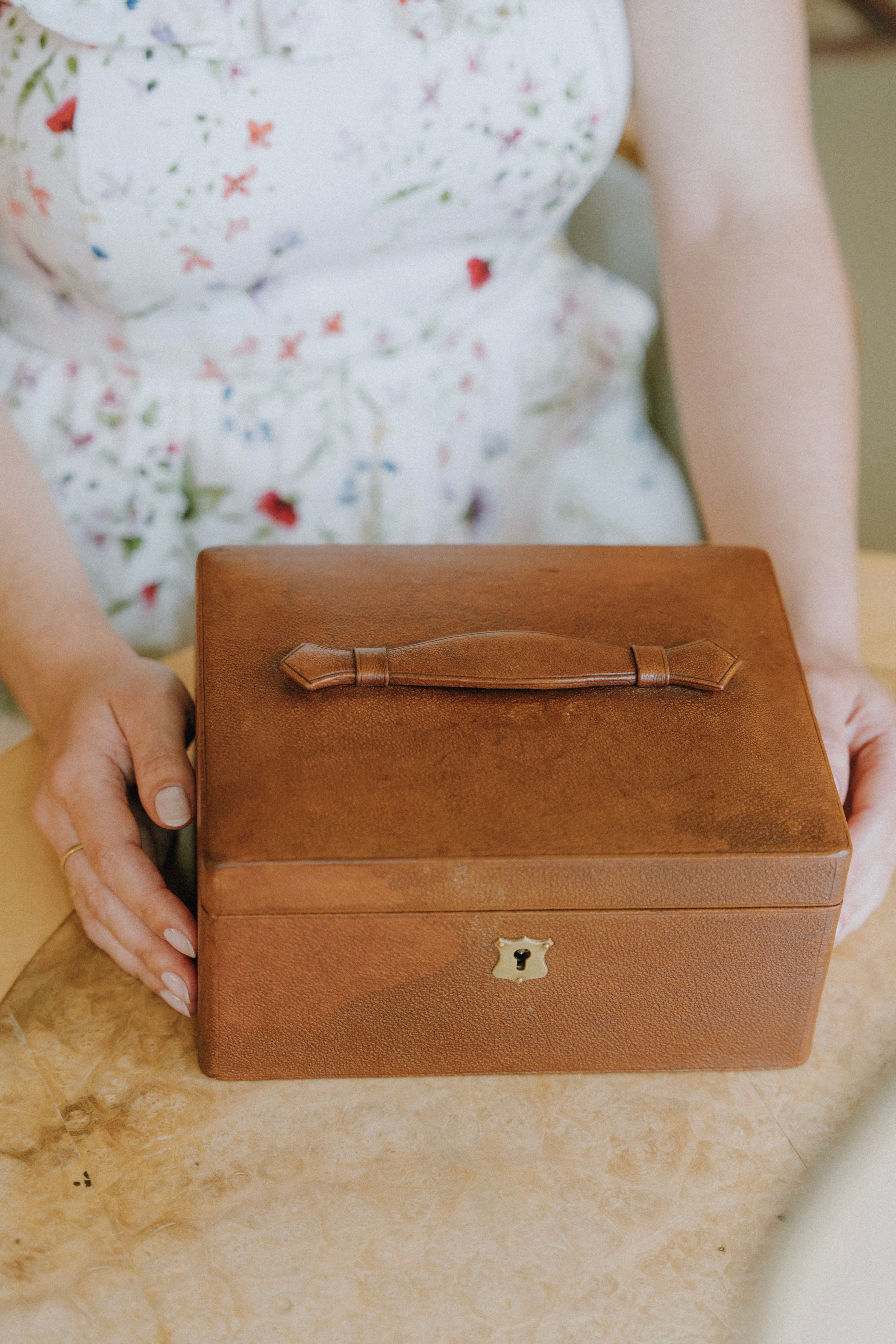 Vintage Caramel Leather Box