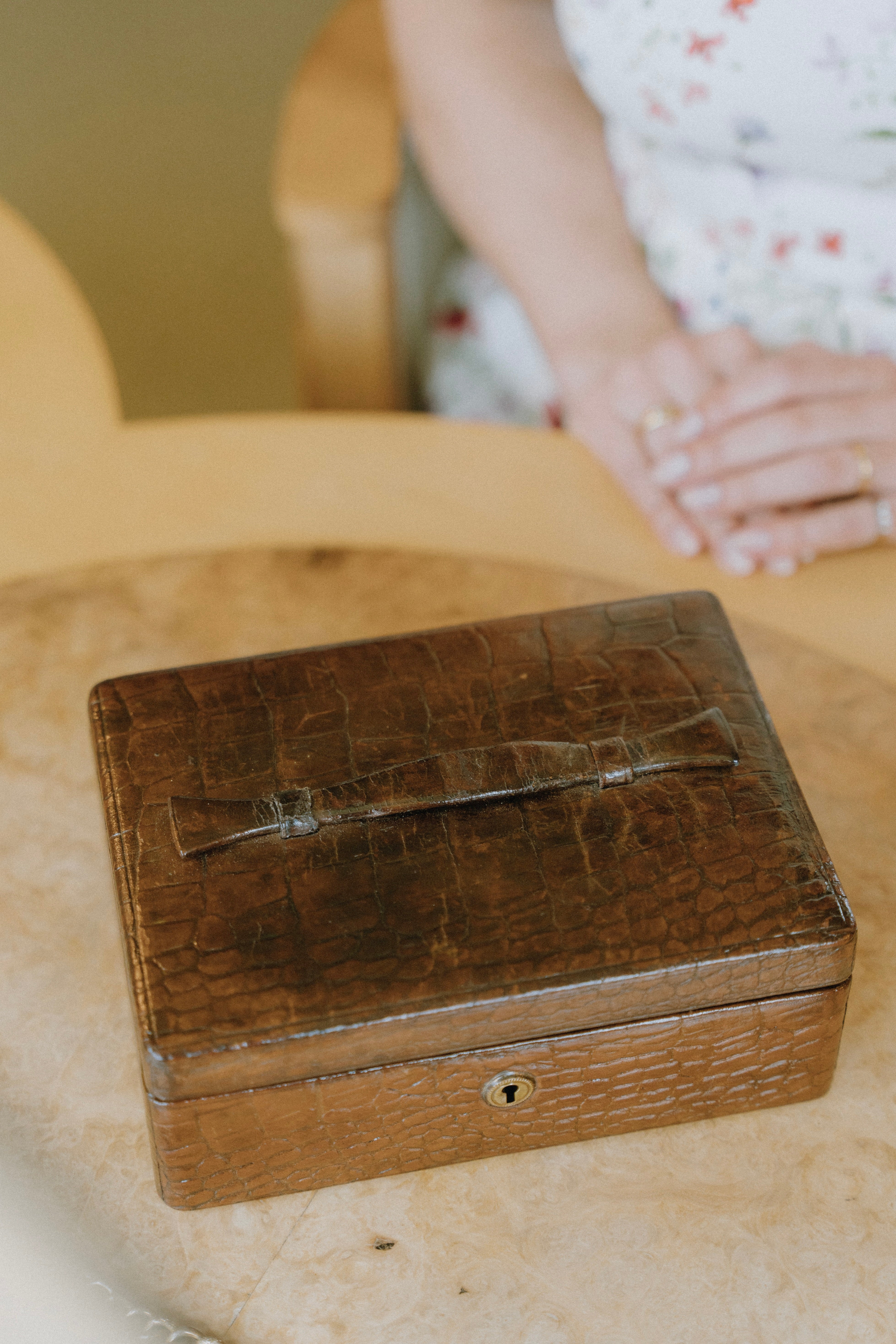 Vintage Leather Croc Box