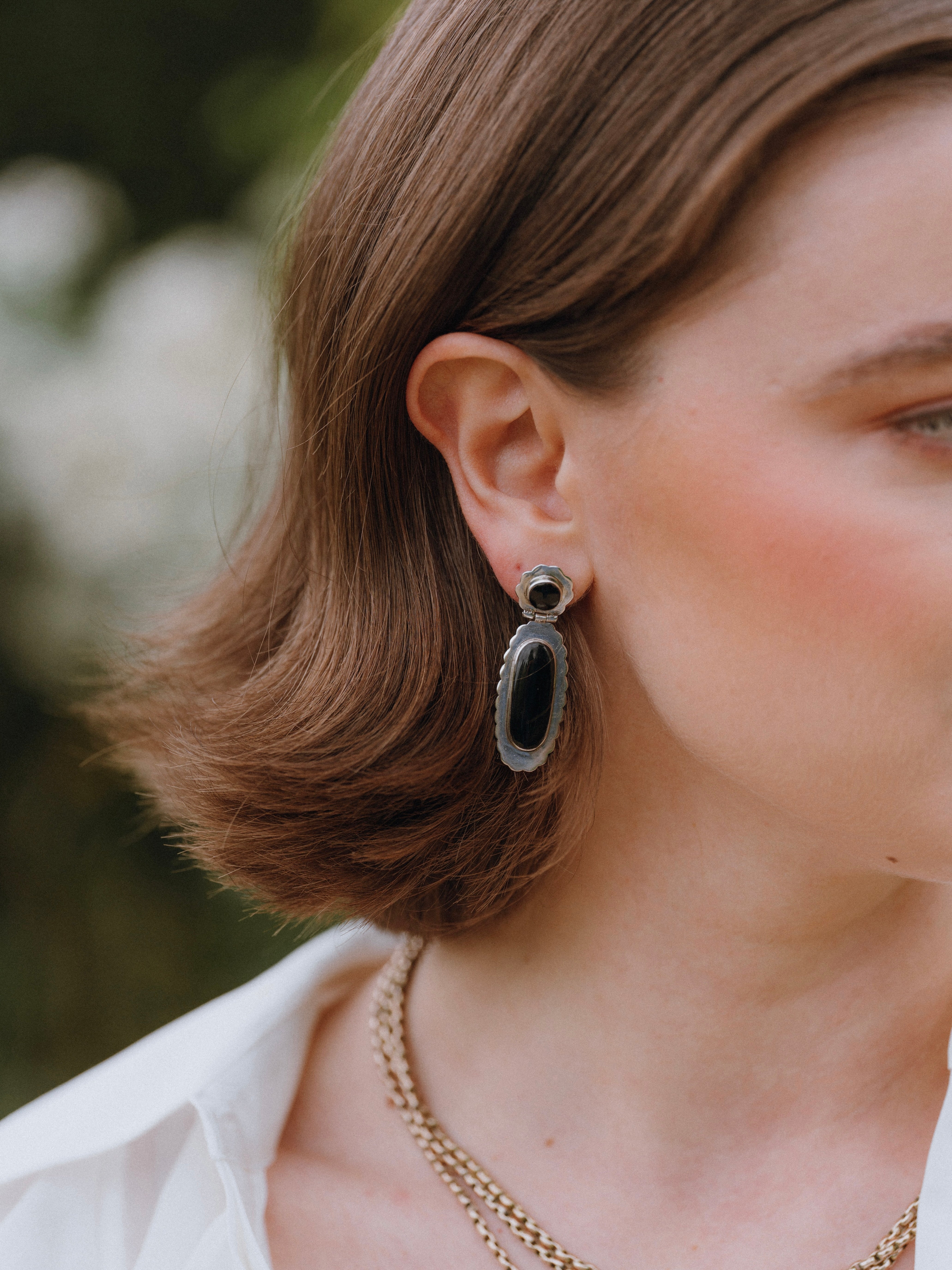 Enamel & Silver Drop Earrings