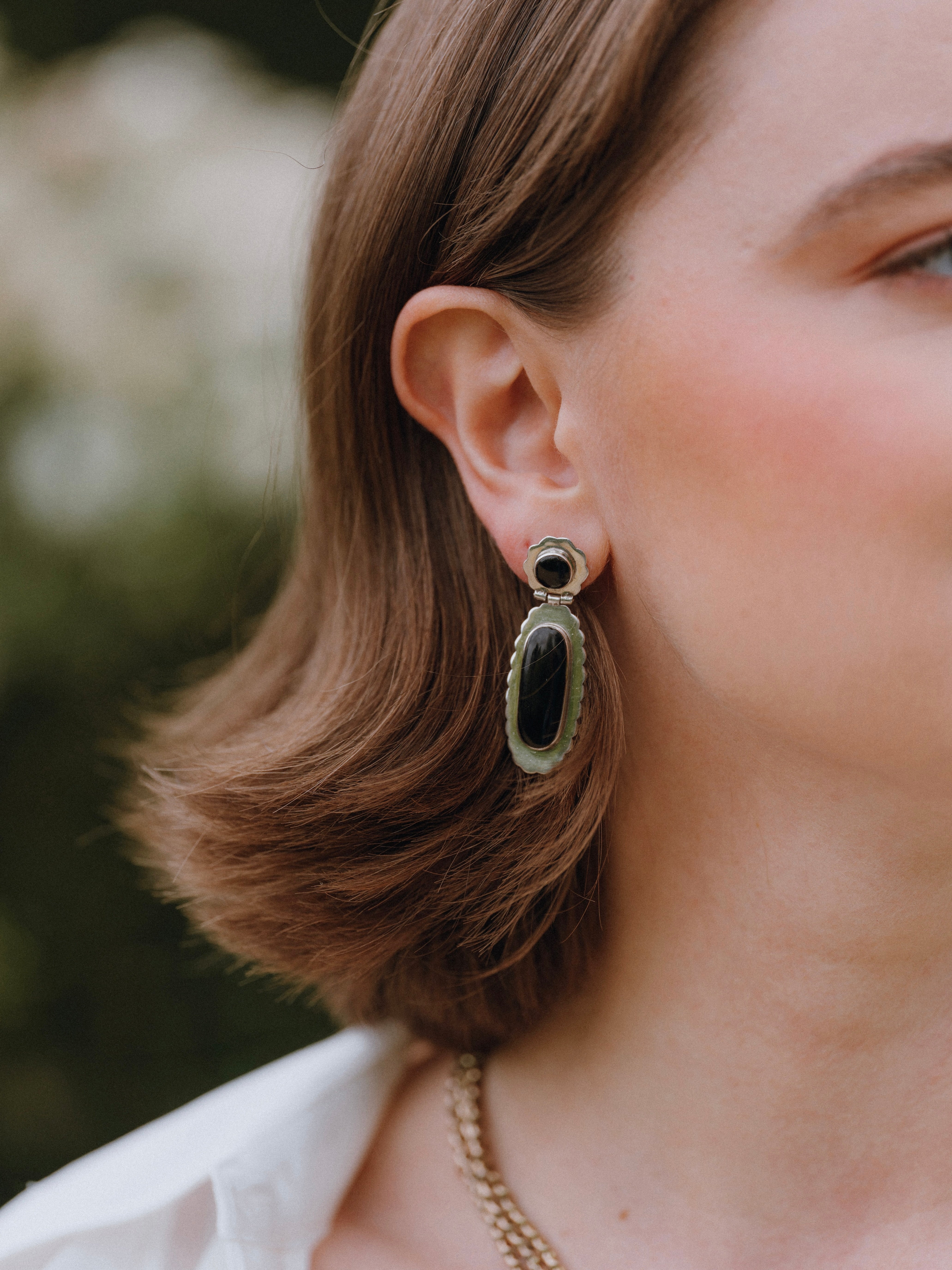 Enamel & Silver Drop Earrings