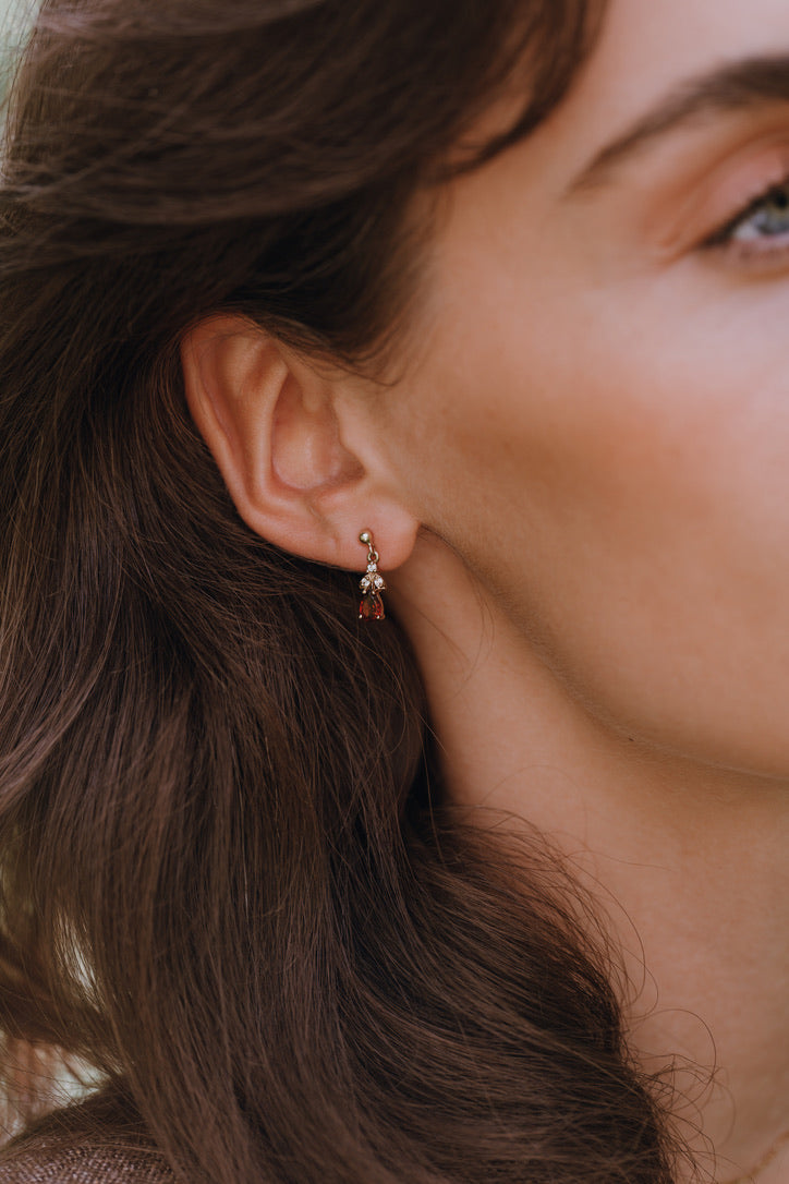 Dainty Garnet Drop Earrings