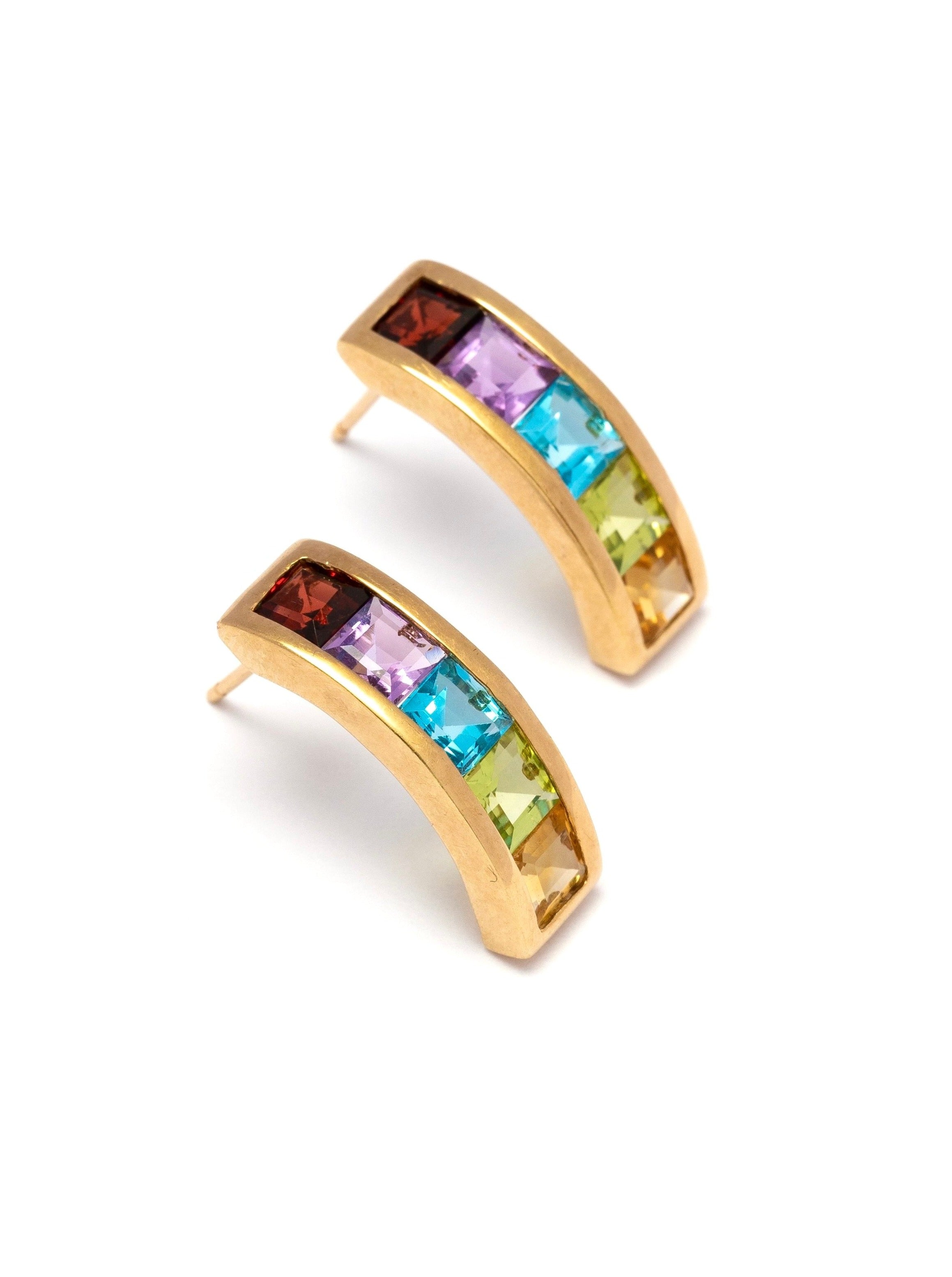 Half Hoop Rainbow Earrings