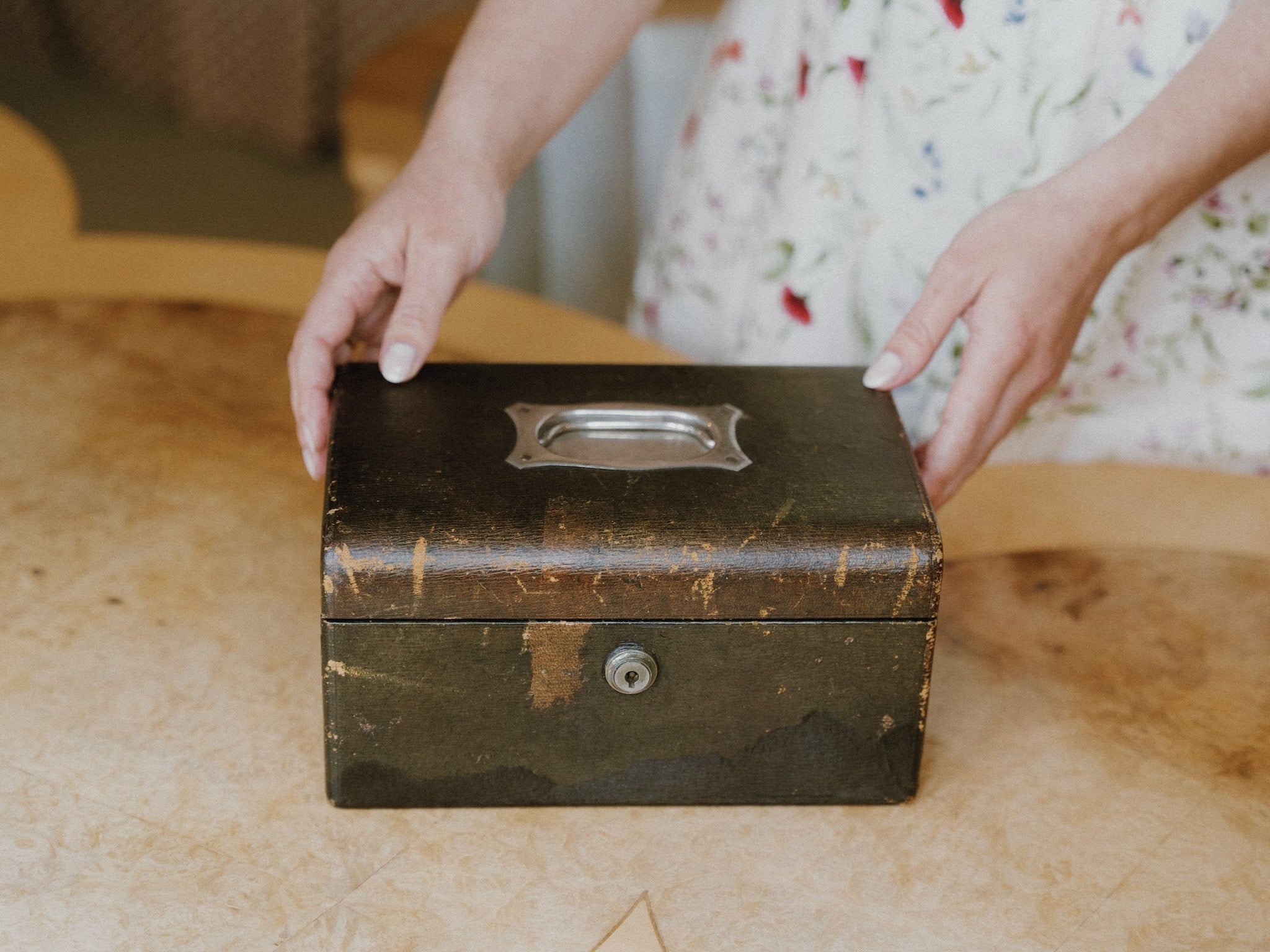 Large Worn Antique Leather Box