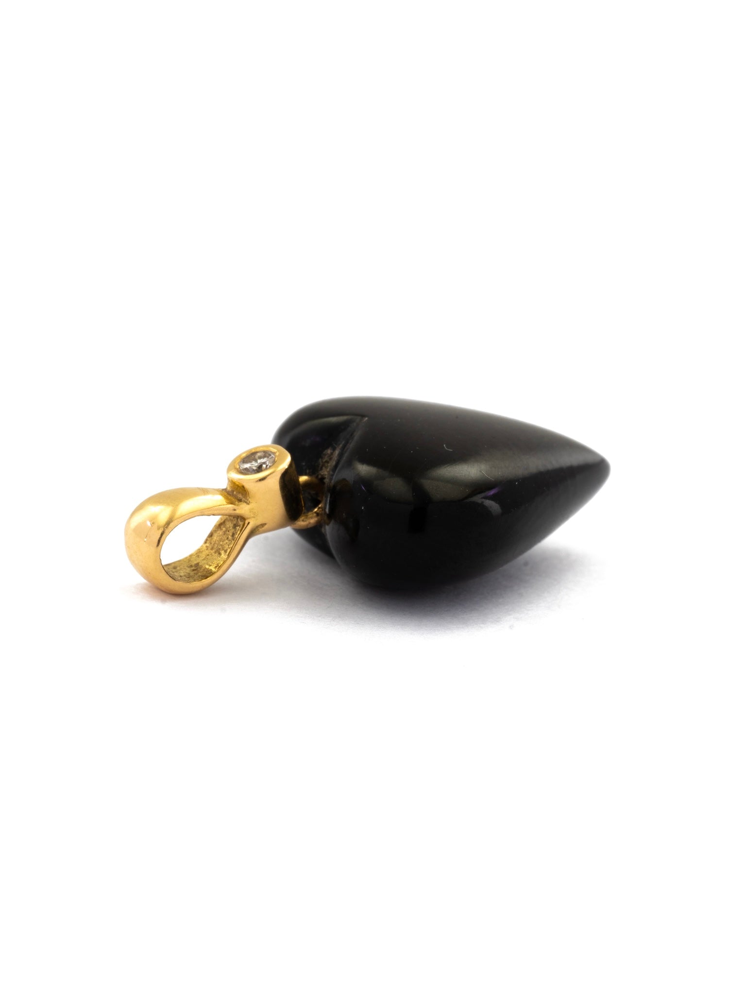 Onyx & Diamond Heart Pendant