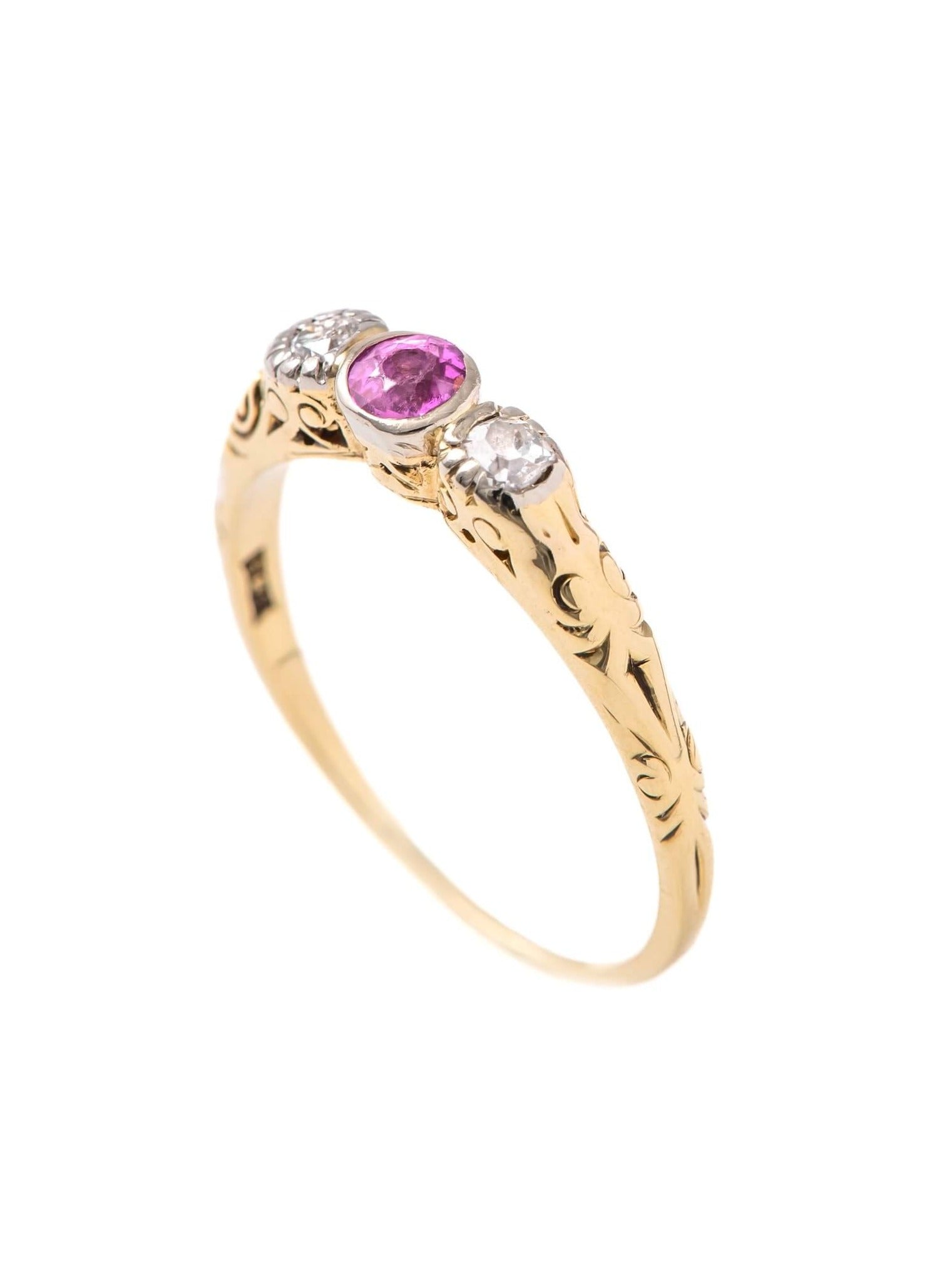 Pink Sapphire & Diamond Ring