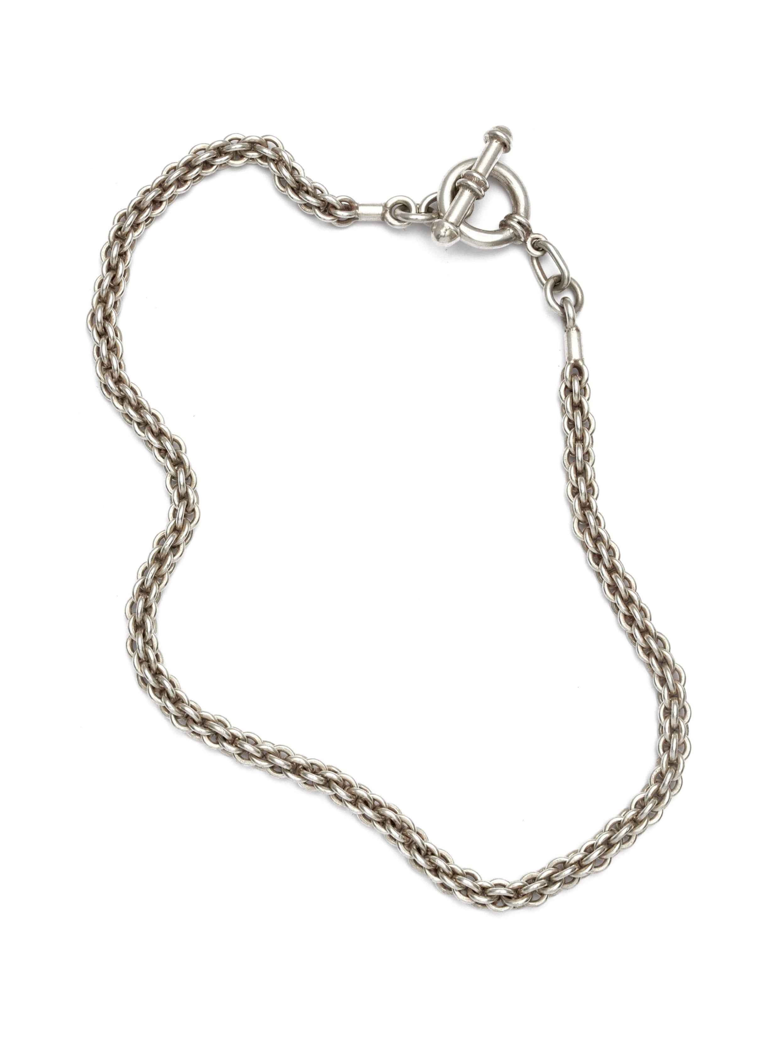 Silver Knit Toggle Necklace - 16.5”