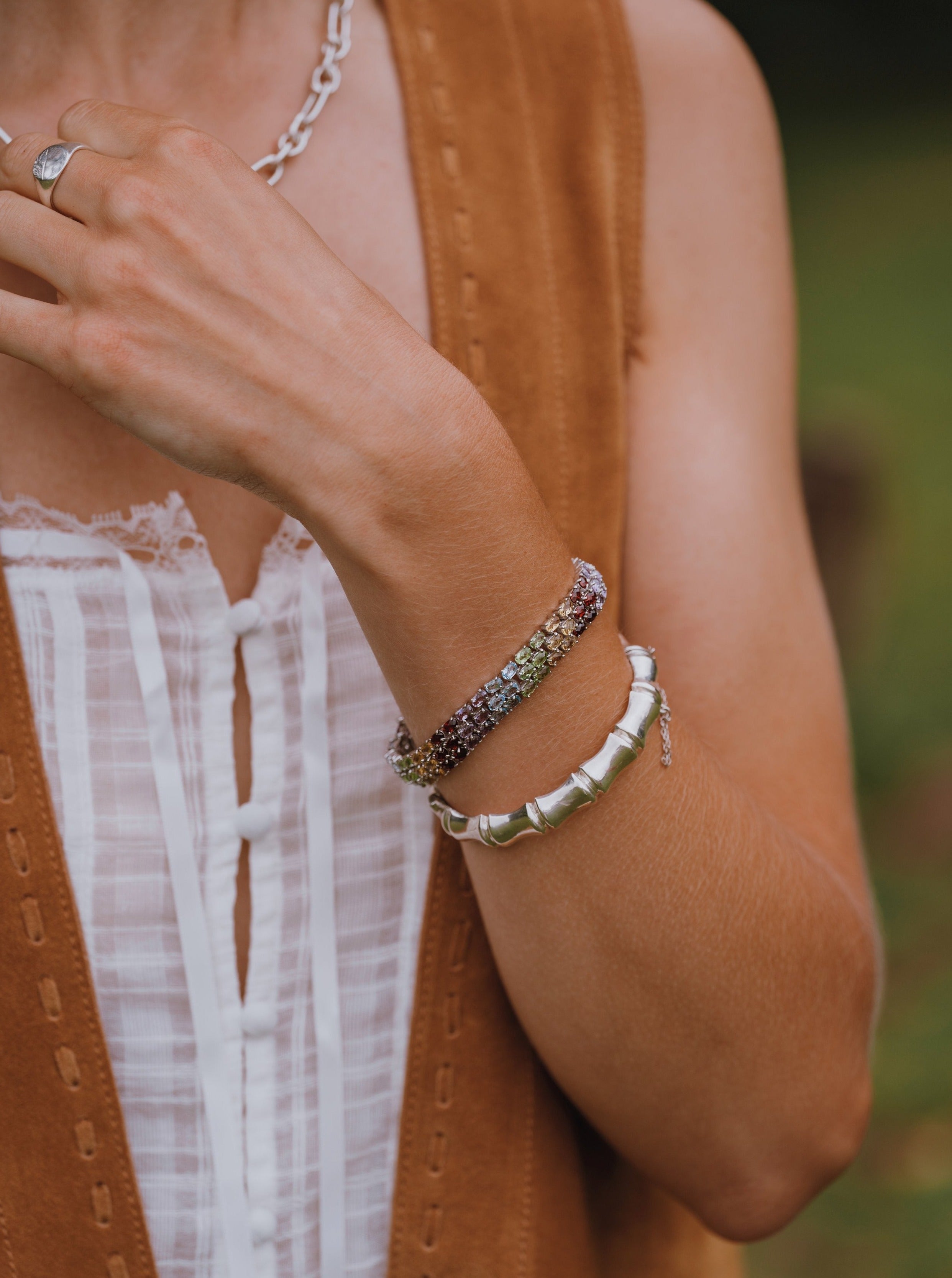 Silver Multi Gem Bracelet