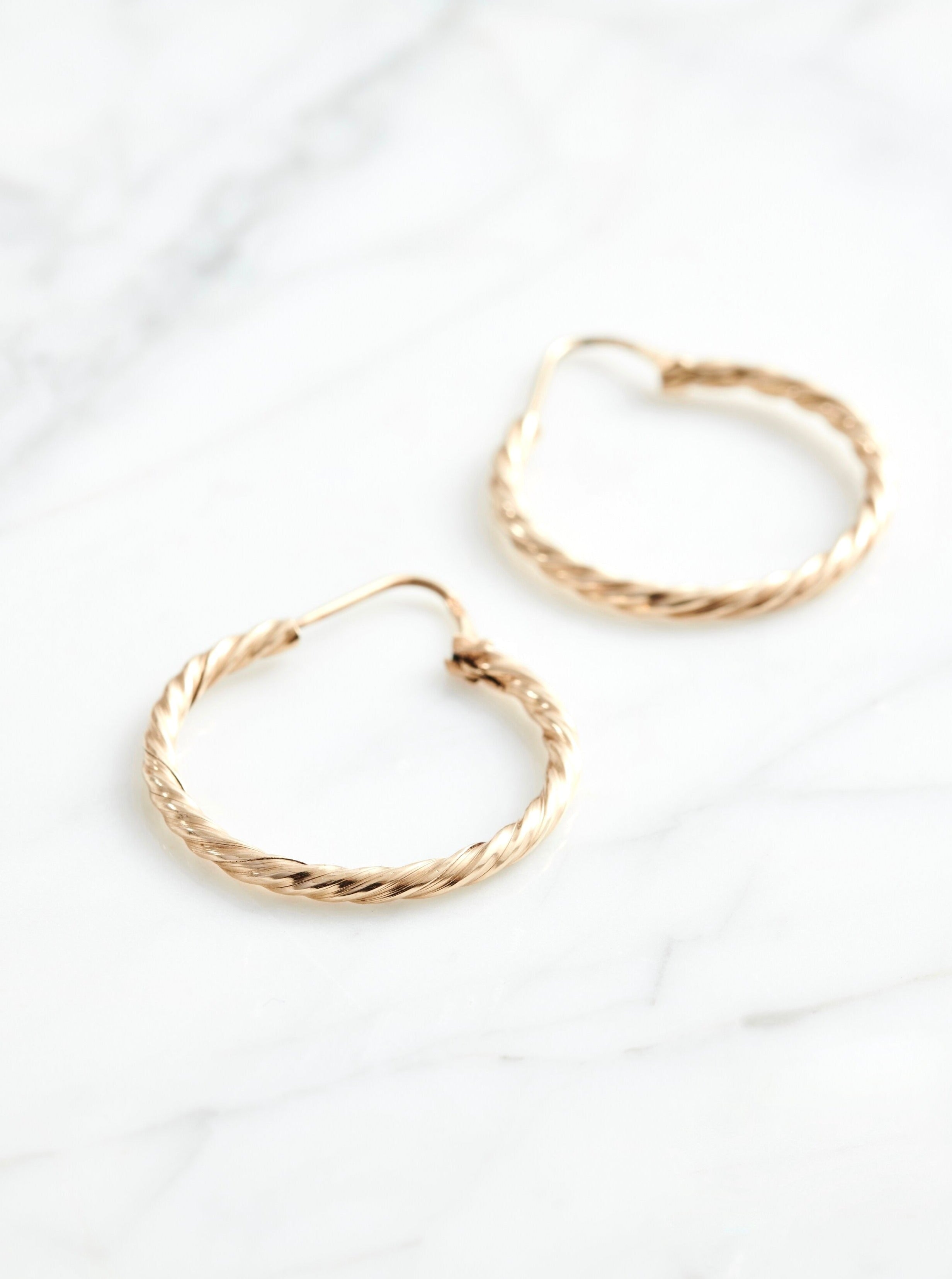 Skinny Gold Twist Hoops