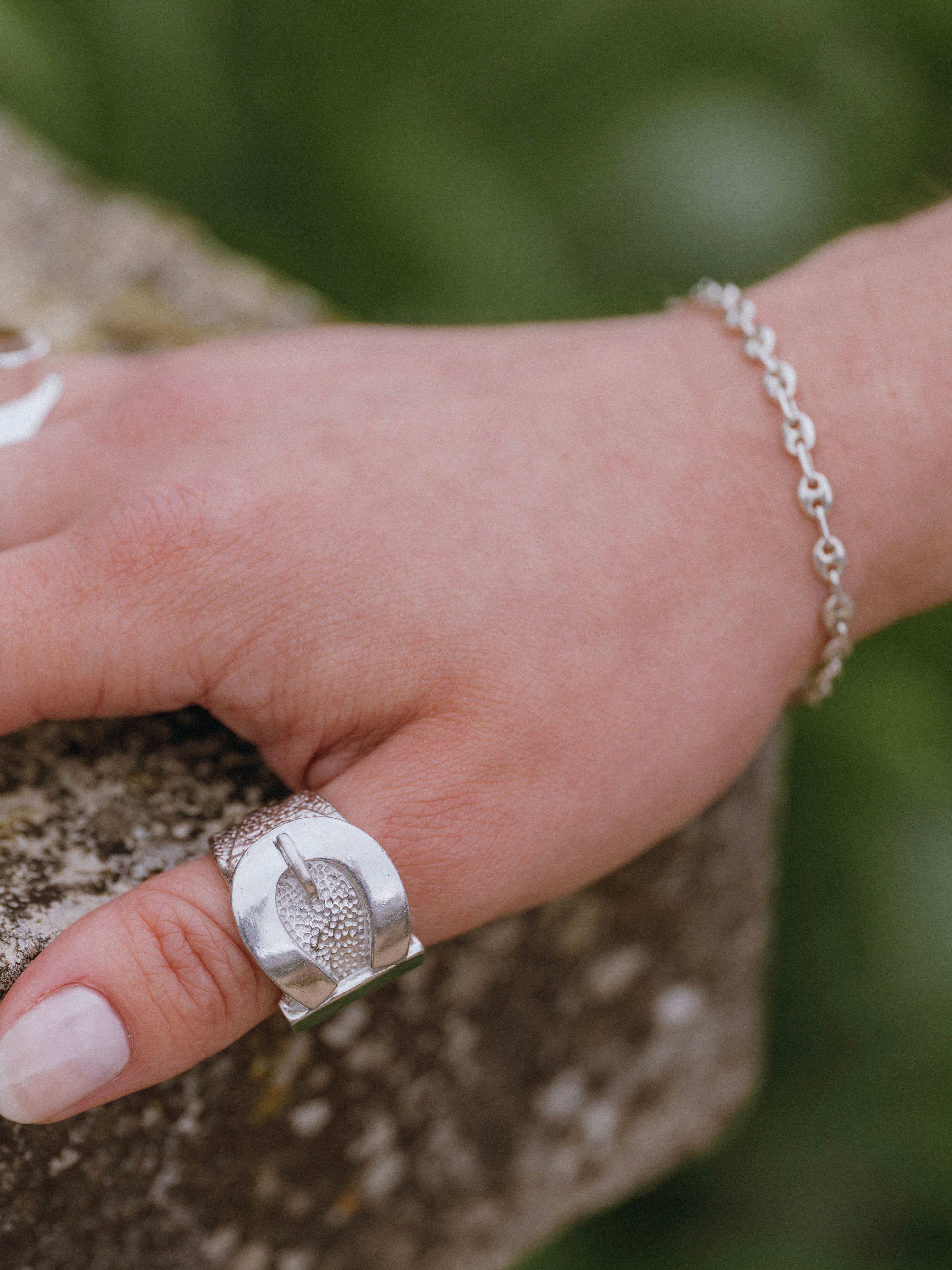 Statement Silver Buckle Ring