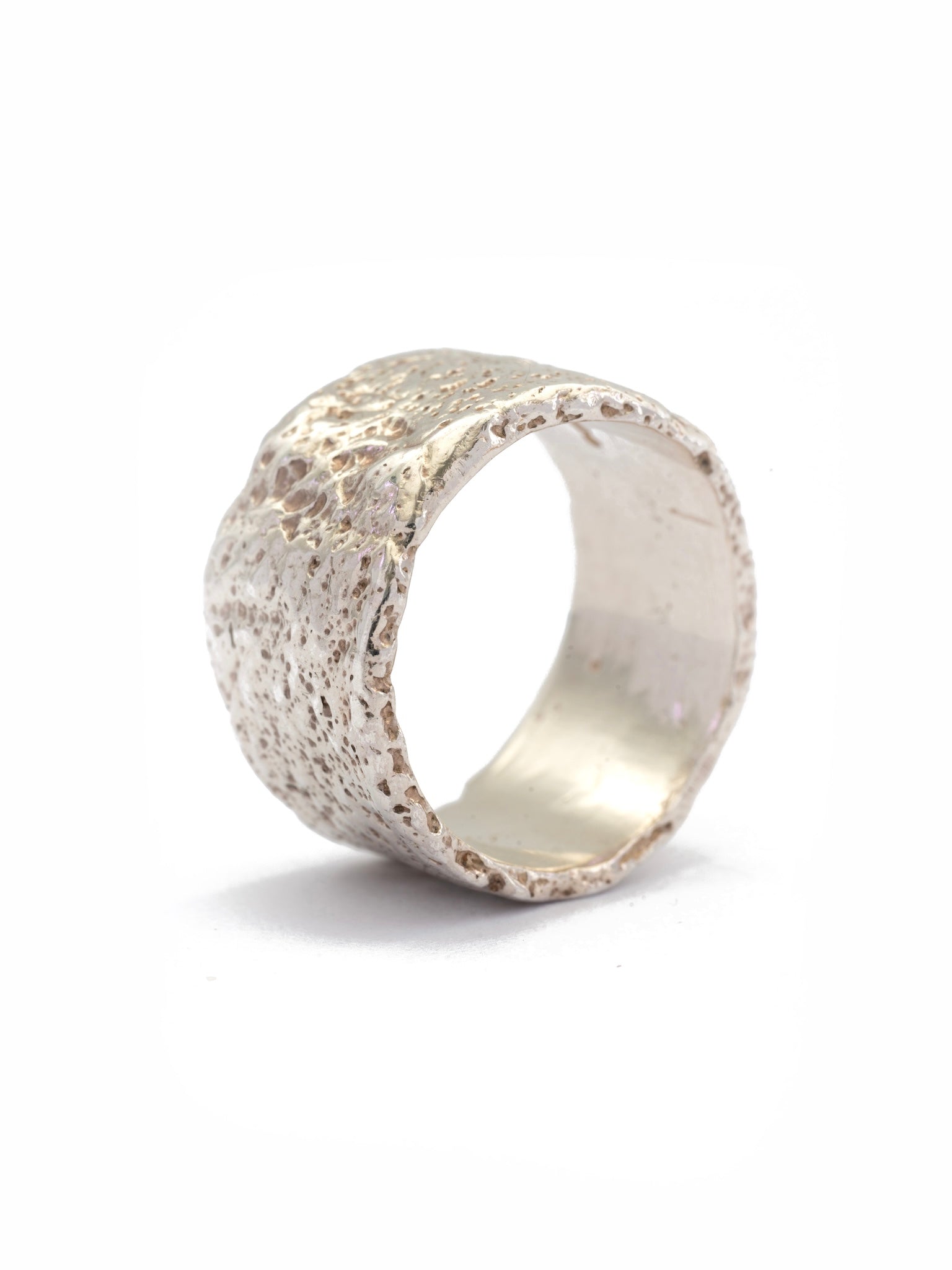 Textured Silver Cigar Band Ring